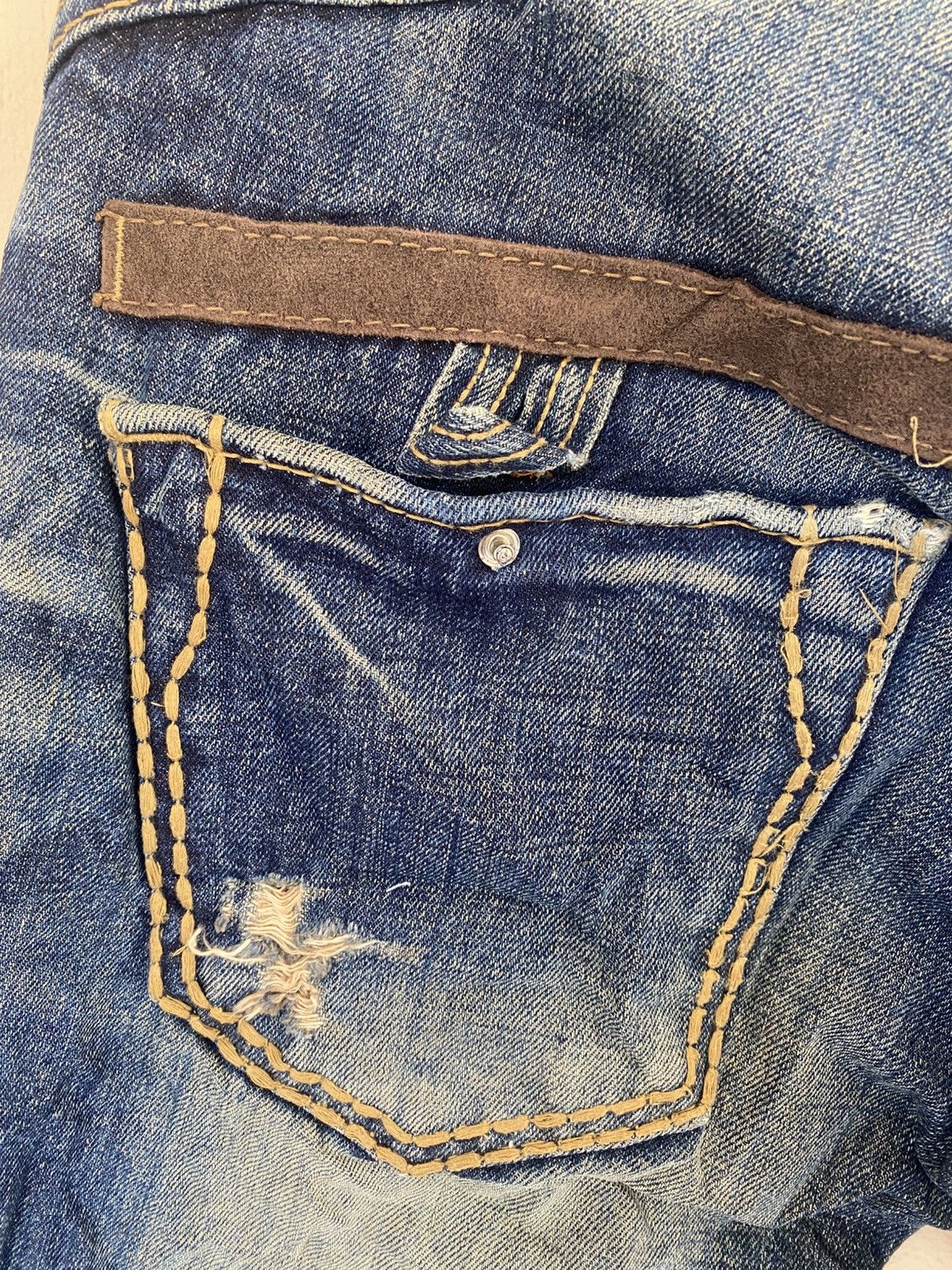 Japanese Brand LOLITA Contrast Stitch Distressed Denim Size 29" - 9 Thumbnail
