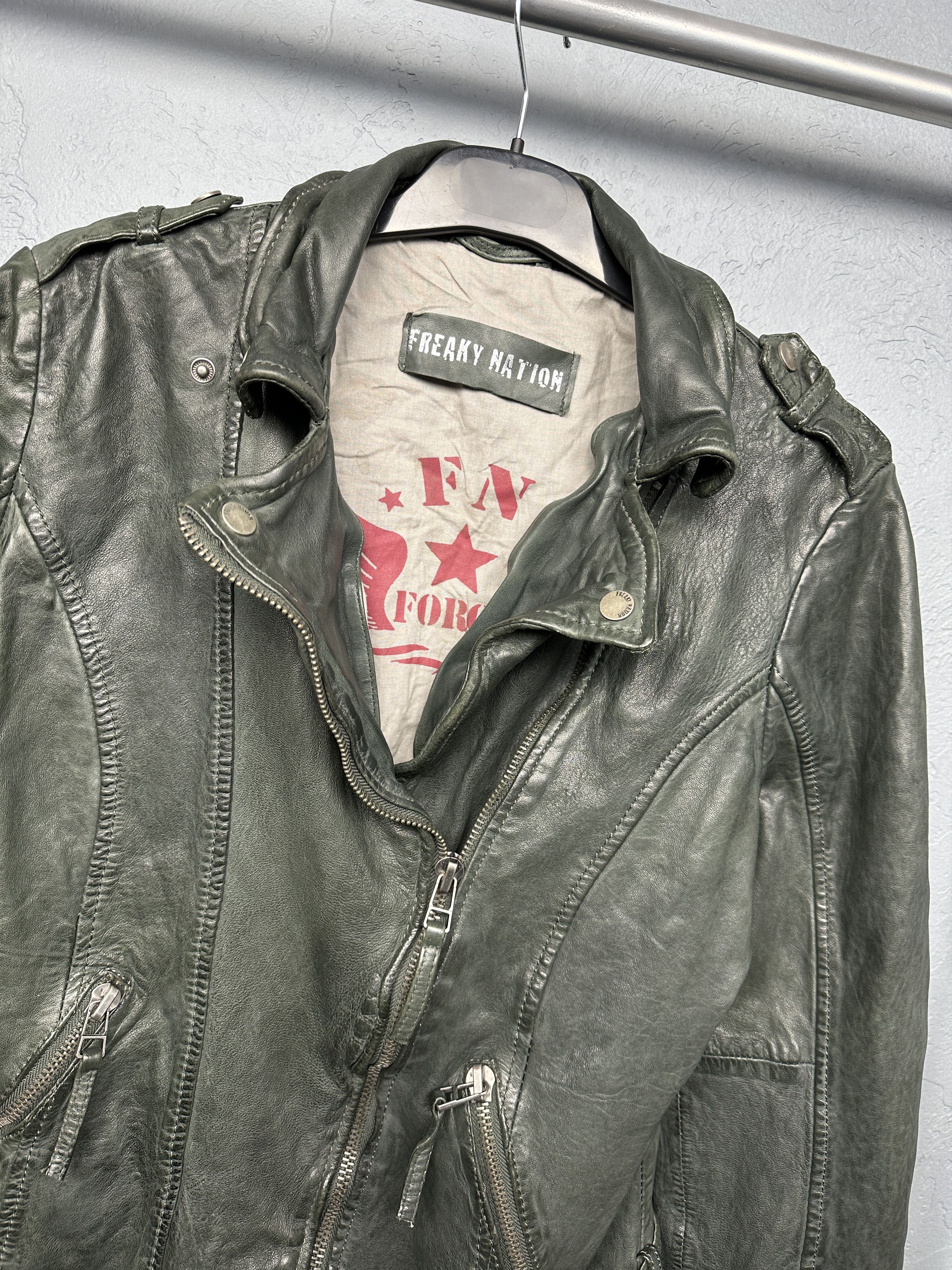 Genuine Leather Freaky Nation Womens Biker Leather Jacket Size XL / US 12-14 / IT 48-50 - 2 Thumbnail