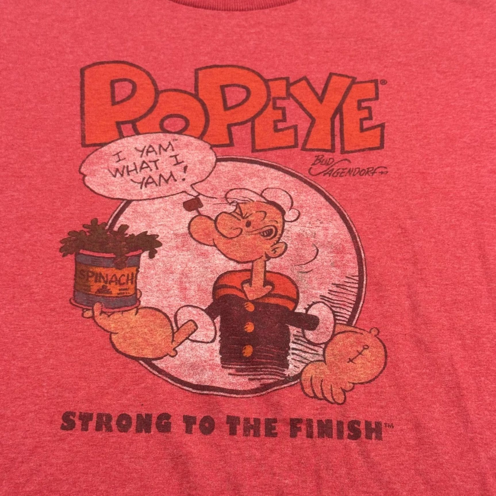 Other VINTAGE Popeye Graphic T-Shirt Mens Large Red Heather Cartoon Crewneck "Strong to the Finish" Size US L / EU 52-54 / 3 - 2 Thumbnail