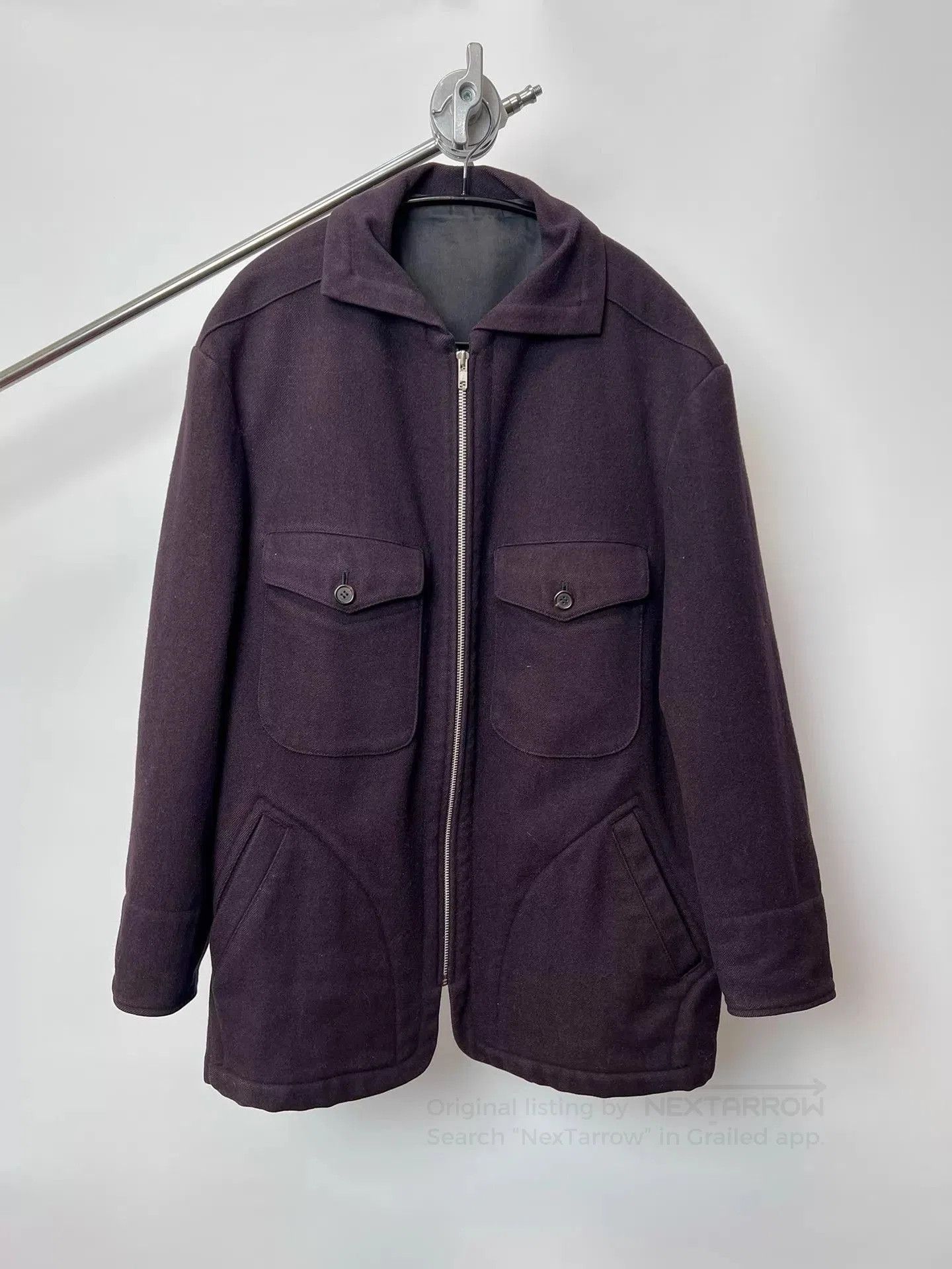 Yohji Yamamoto Purple Zip-Front Jacket with Pocket Details. Size US L / EU 52-54 / 3 - 1 Thumbnail