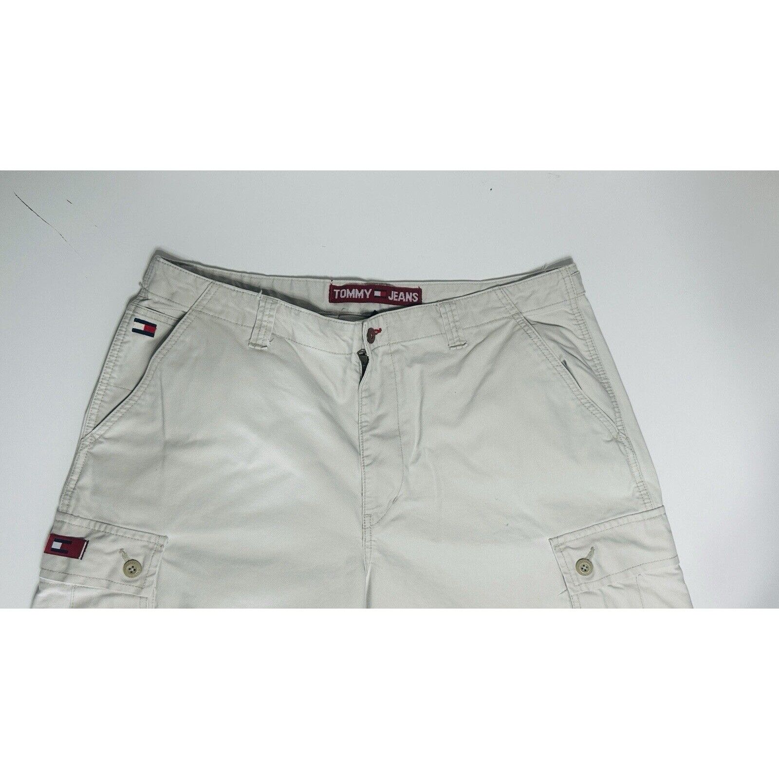 Tommy Hilfiger Vintage Wide Leg Tommy Jeans Mens Cargo Khaki Pants 38 90s Size US 38 / EU 54 - 4 Thumbnail