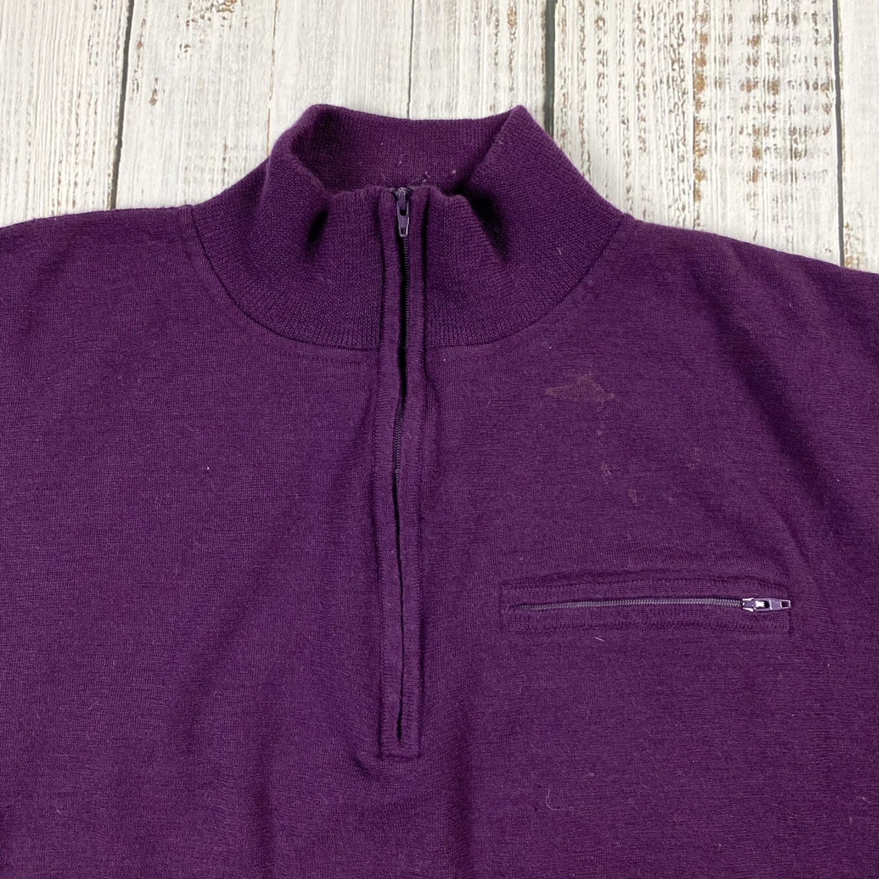 Patagonia VINTAGE PATAGONIA 80S RARE 100% WOOL EGGPLANT PURPLE 1/4 ZIP SWEATER KNIT OUTDOOR WOMEN XL PURPLE 80s PATAGONIA Sweater Size XL / US 12-14 / IT 48-50 - 2 Thumbnail