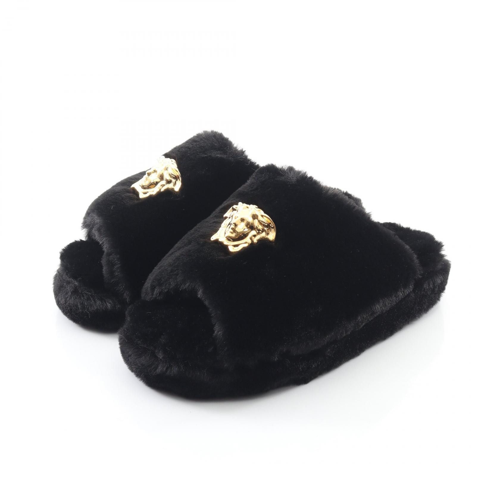 Versace Versace Versace Medusa Faux Fur Sandals Fur Shoes ZSL000005ZPL00011 DUTY FREE for USA Size ONE SIZE - 1 Thumbnail