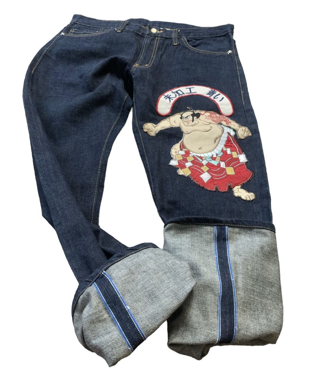 Japanese Brand × Vintage SELVEDGE SUMO EMBEROIDED JEANS Size US 32 / EU 48 - 8 Thumbnail