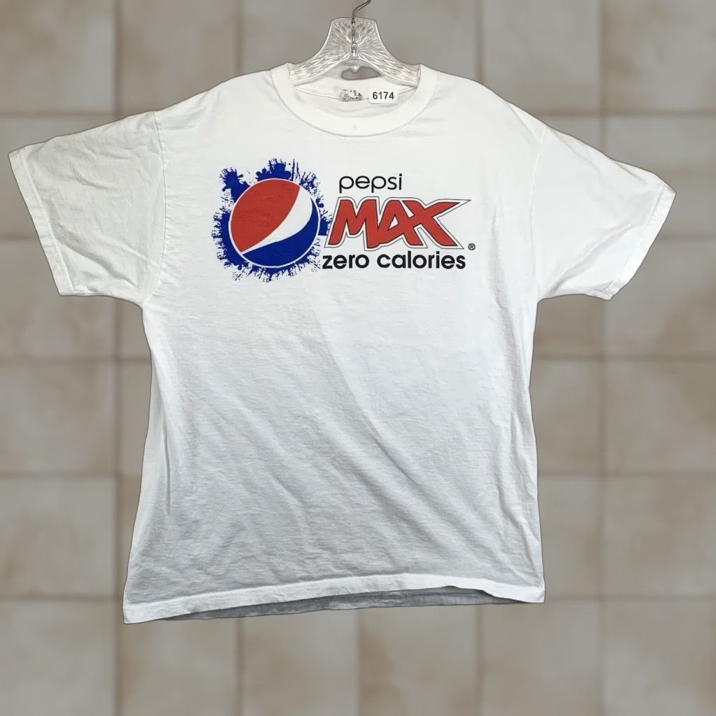 Jerzees VINTAGE JERZEES Pepsi Max T-Shirt Mens Large White Graphic Print Zero Calories 90s Cola Pop Size US L / EU 52-54 / 3 - 1 Thumbnail