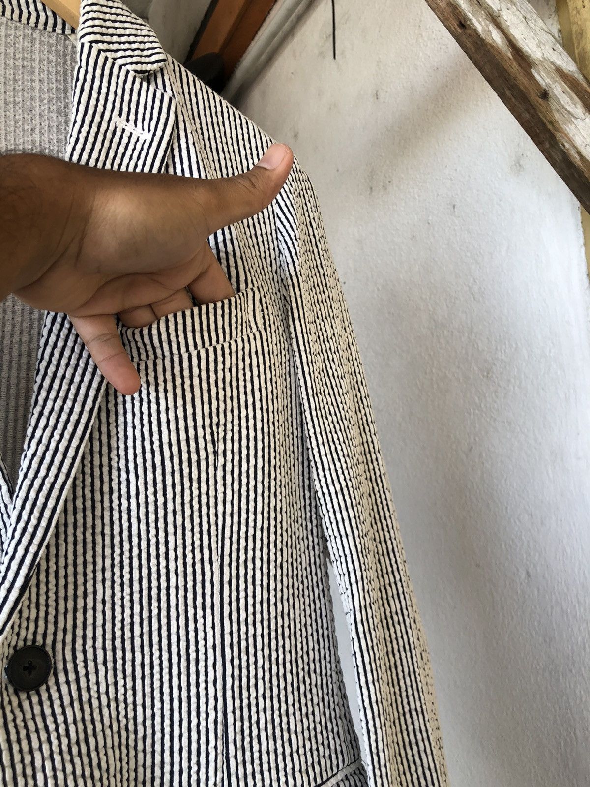 Issey Miyake Tete Homme by Issey Miyake Pleated Strip Blazer Size M / US 6-8 / IT 42-44 - 10 Thumbnail