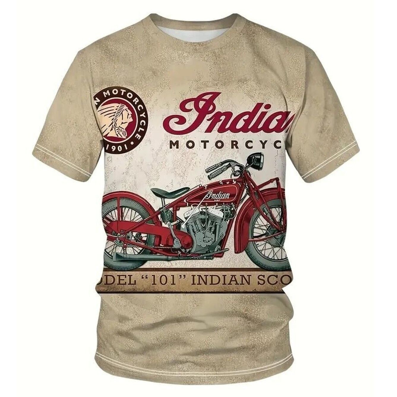 Other Indian Motorcycle Model 101 T-Shirt • Beige & Red • Size M Size US M / EU 48-50 / 2 - 3 Thumbnail