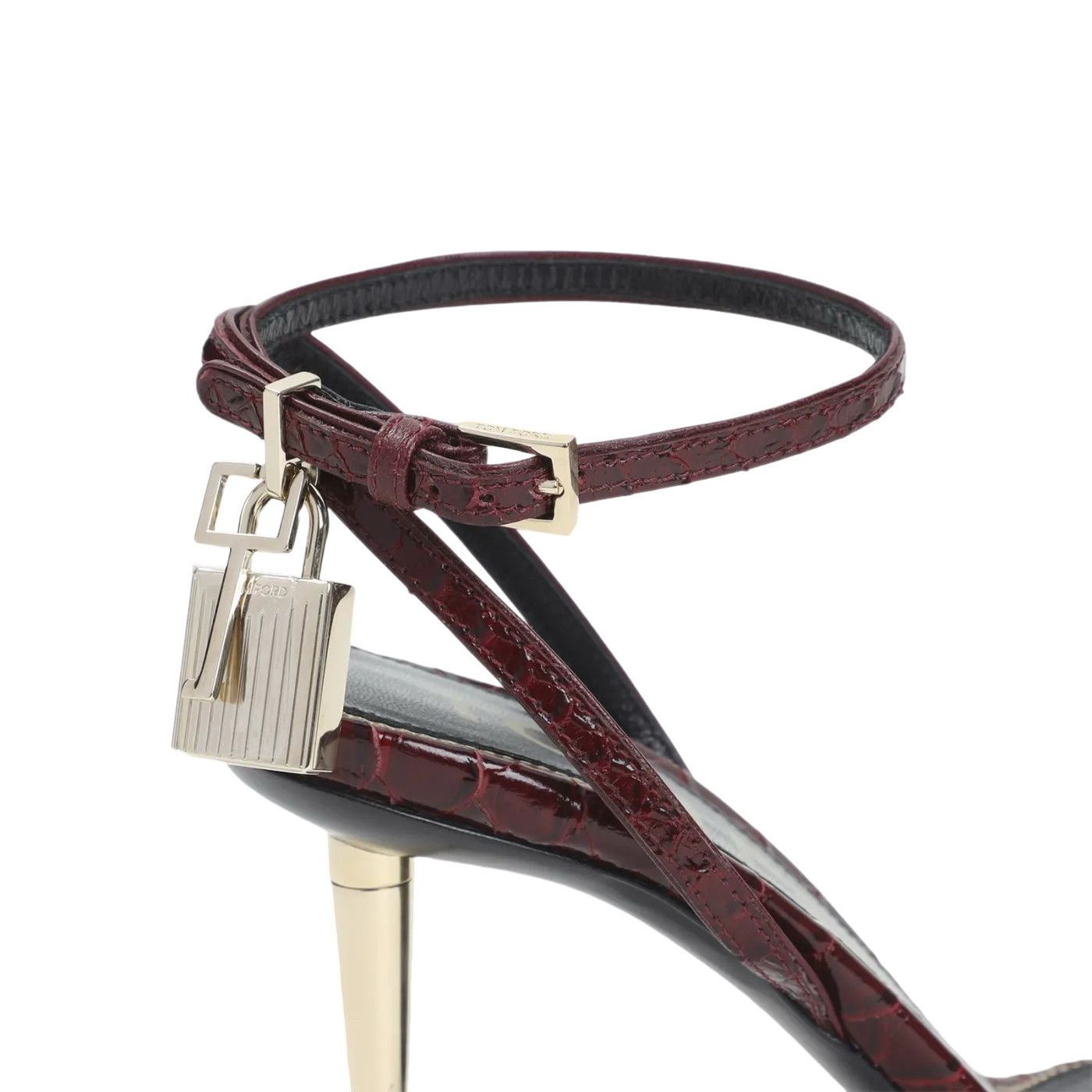 Tom Ford TOM FORD Padlock Ruby Red 85mm Sandals New & Authentic (Wome Size US 10 / IT 40 - 3 Thumbnail