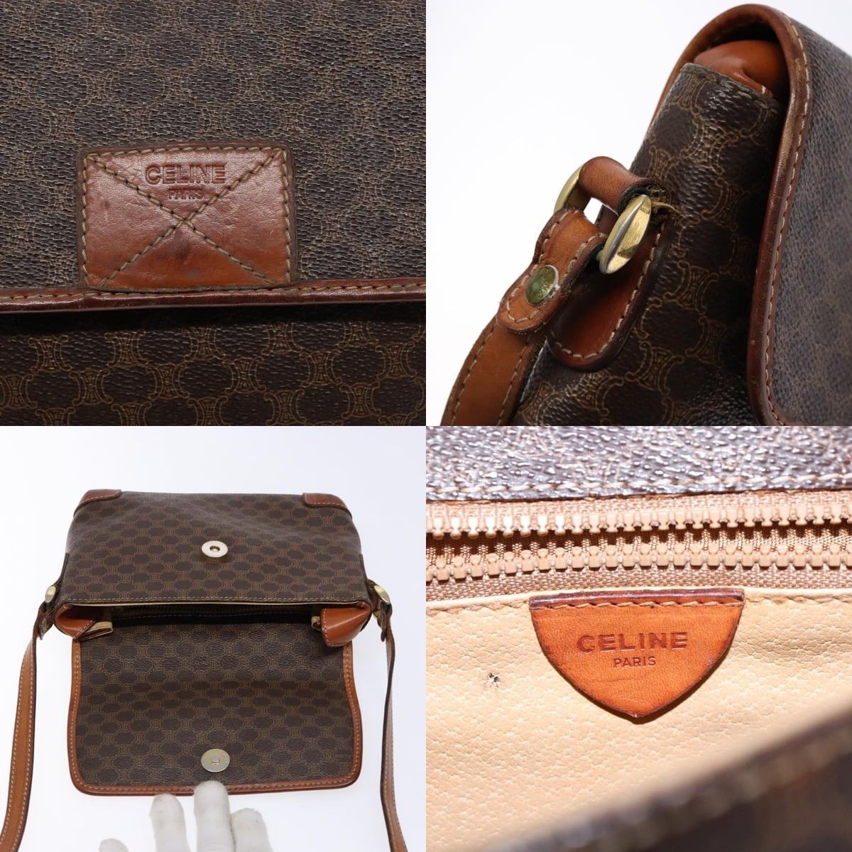 Celine CELINE Macadam Canvas Shoulder Bag Pvc Brown Gold Size ONE SIZE - 11 Thumbnail