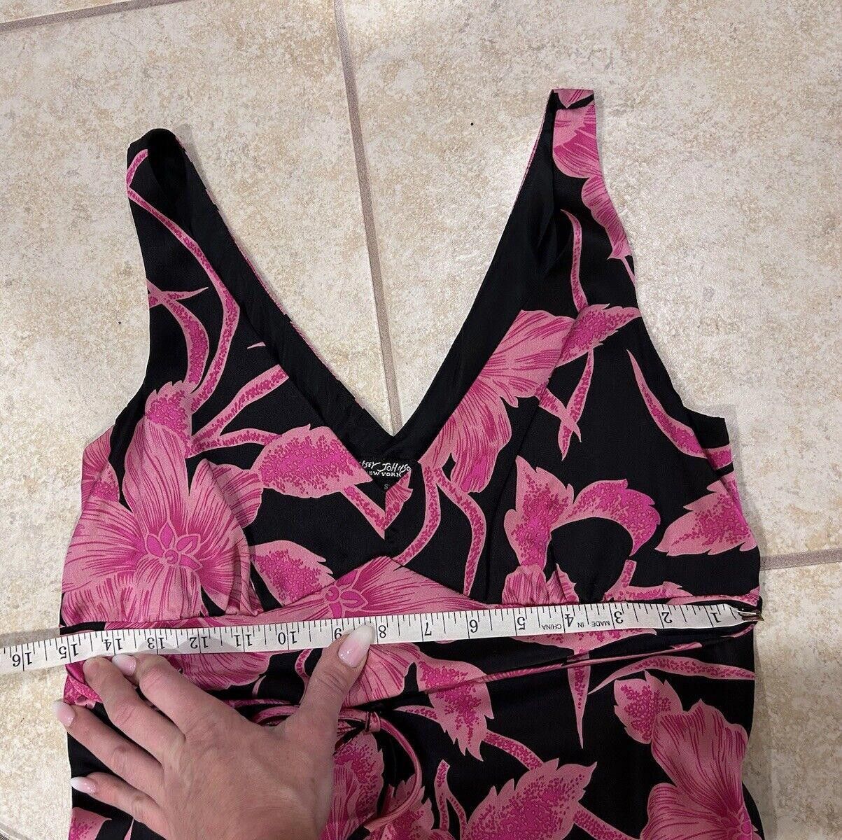 Designer Vintage Betsey Johnson Silk Slip Dress Floral Pink Black S Size S / US 4 / IT 40 - 10 Thumbnail
