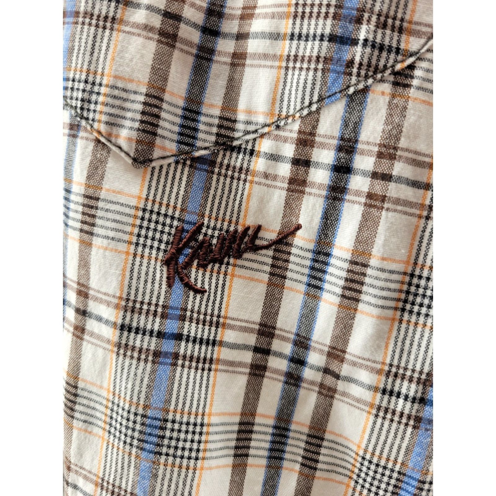 KAVU Kavu Men’s Plaid Blue Brown Short Sleeve Casual Button Up Size XXL Size US 39 - 3 Thumbnail