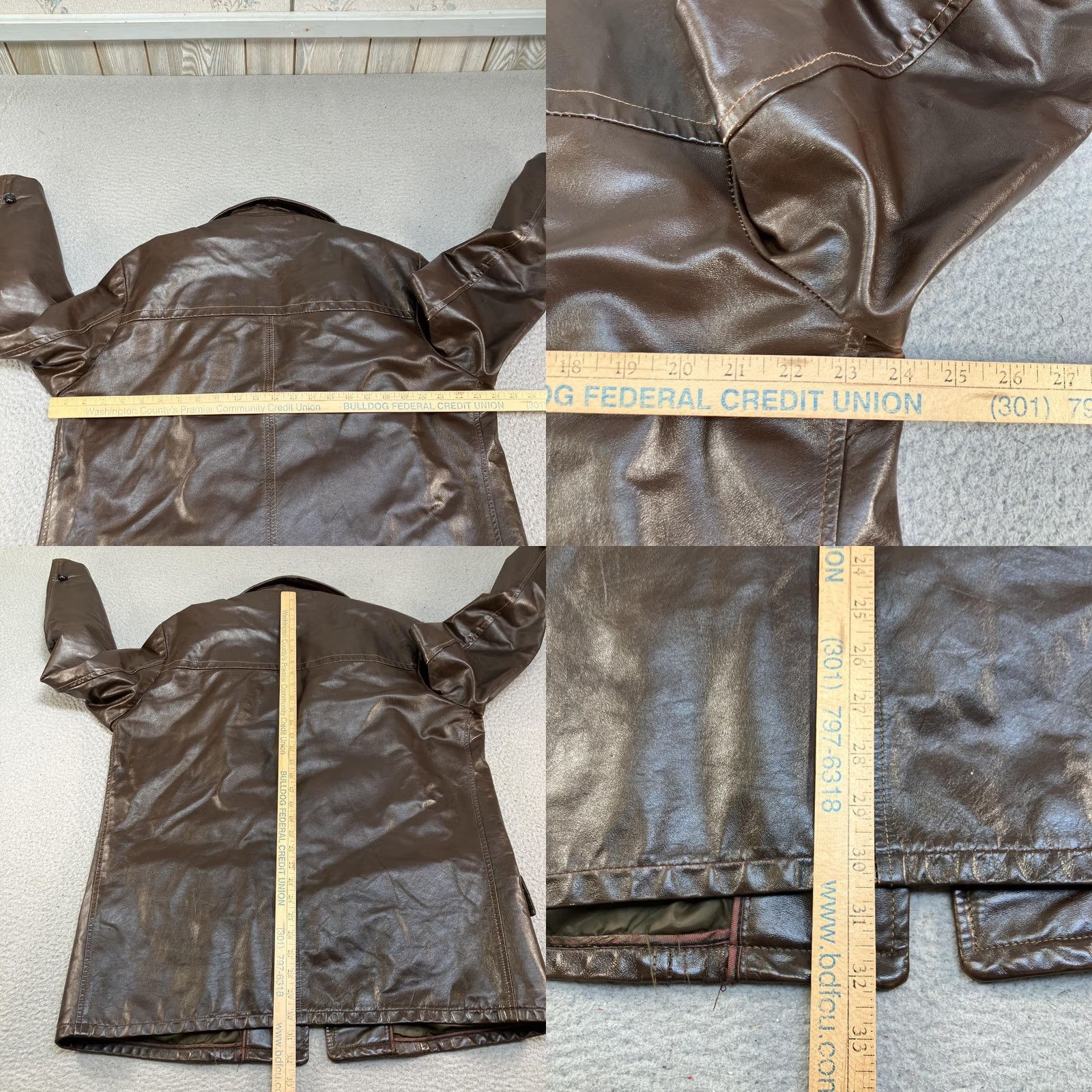 Vintage VINTAGE Cooper Leather Coat Mens 42 Brown Faux Fur Lined Car 70s Old Money Size US XS / EU 42 / 0 - 8 Thumbnail