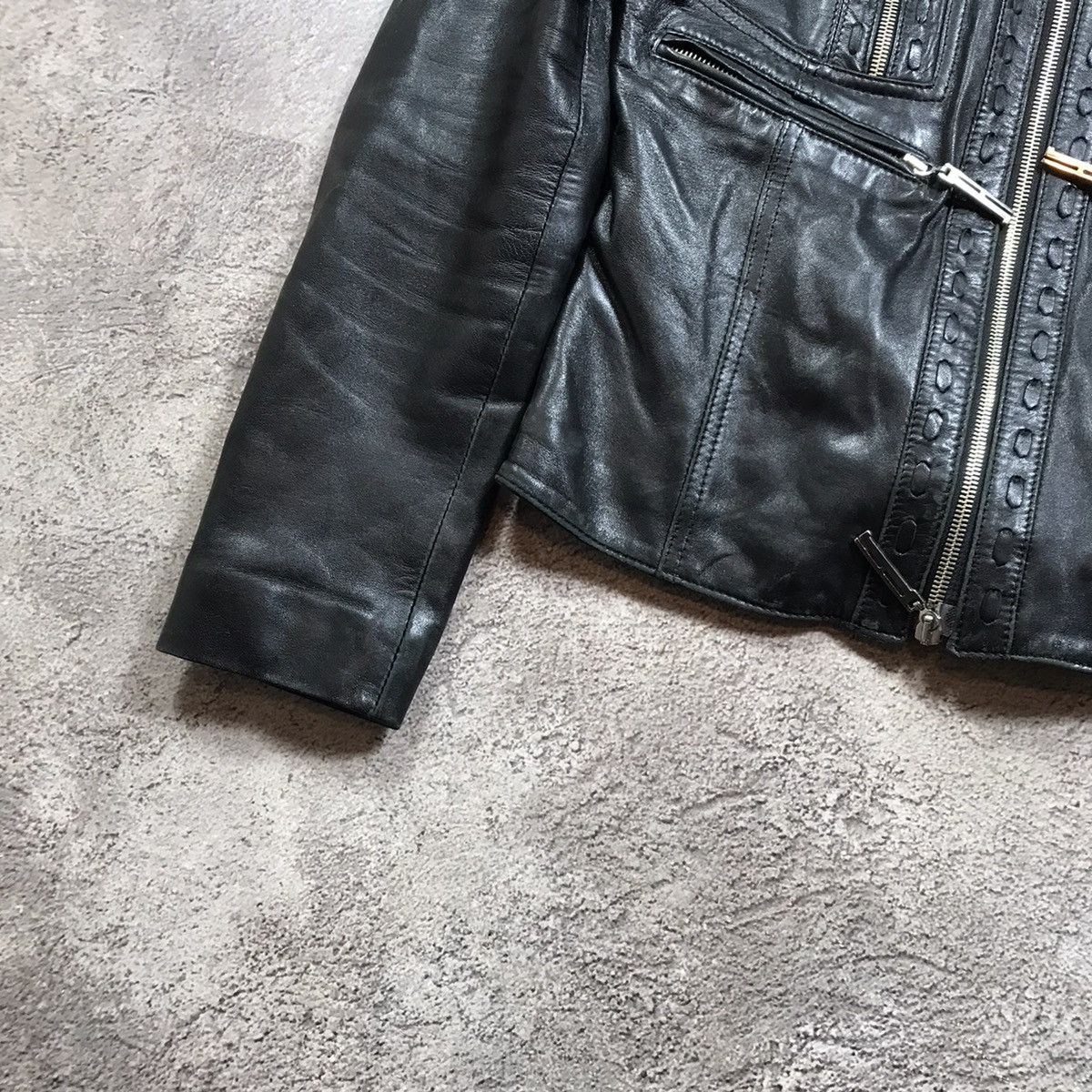 Vintage Vintage 90s Y2K Black Moto Jacket Streetwear Punk Relaxed L Size L / US 10 / IT 46 - 2 Thumbnail