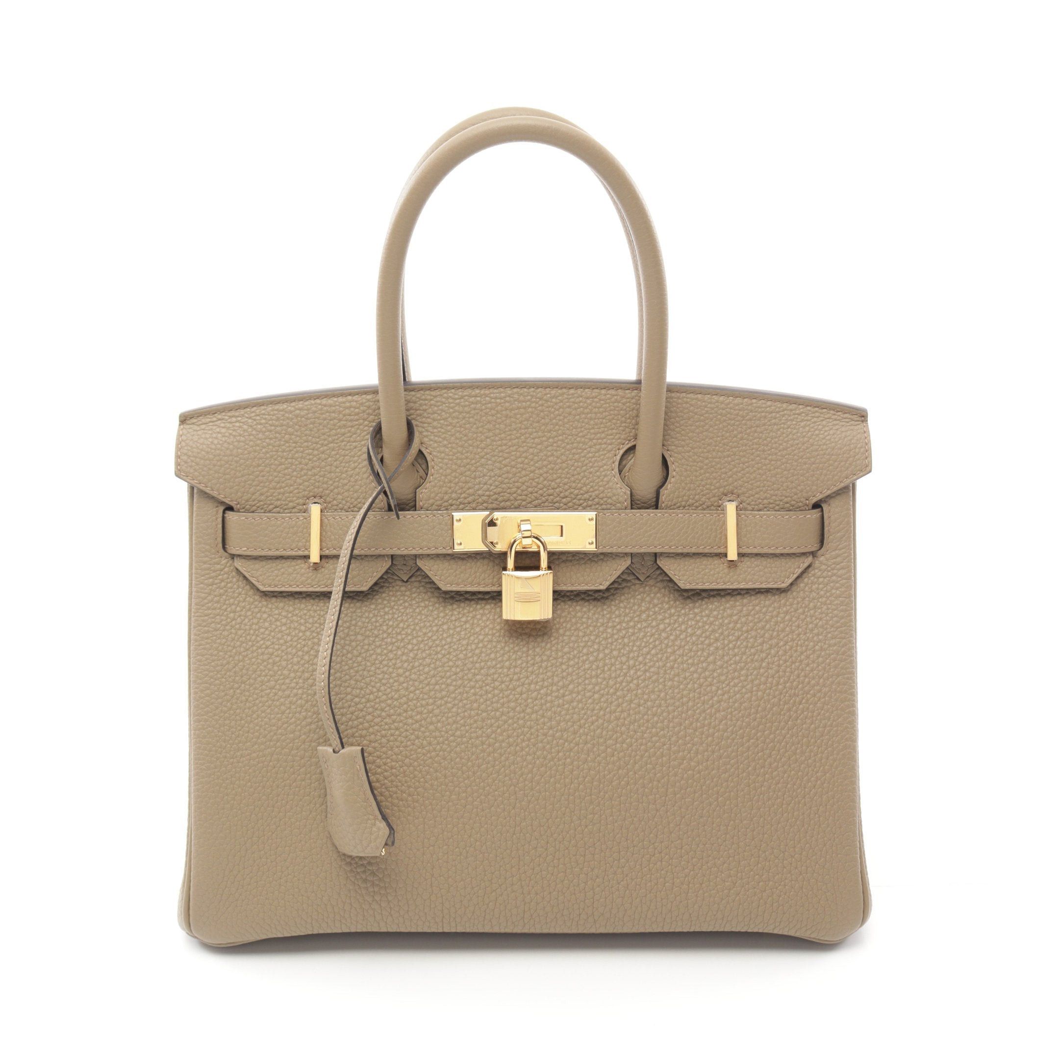 Hermes Birkin 30 Beige Marfa Handbag Togo Gold Hardware Double Engraved