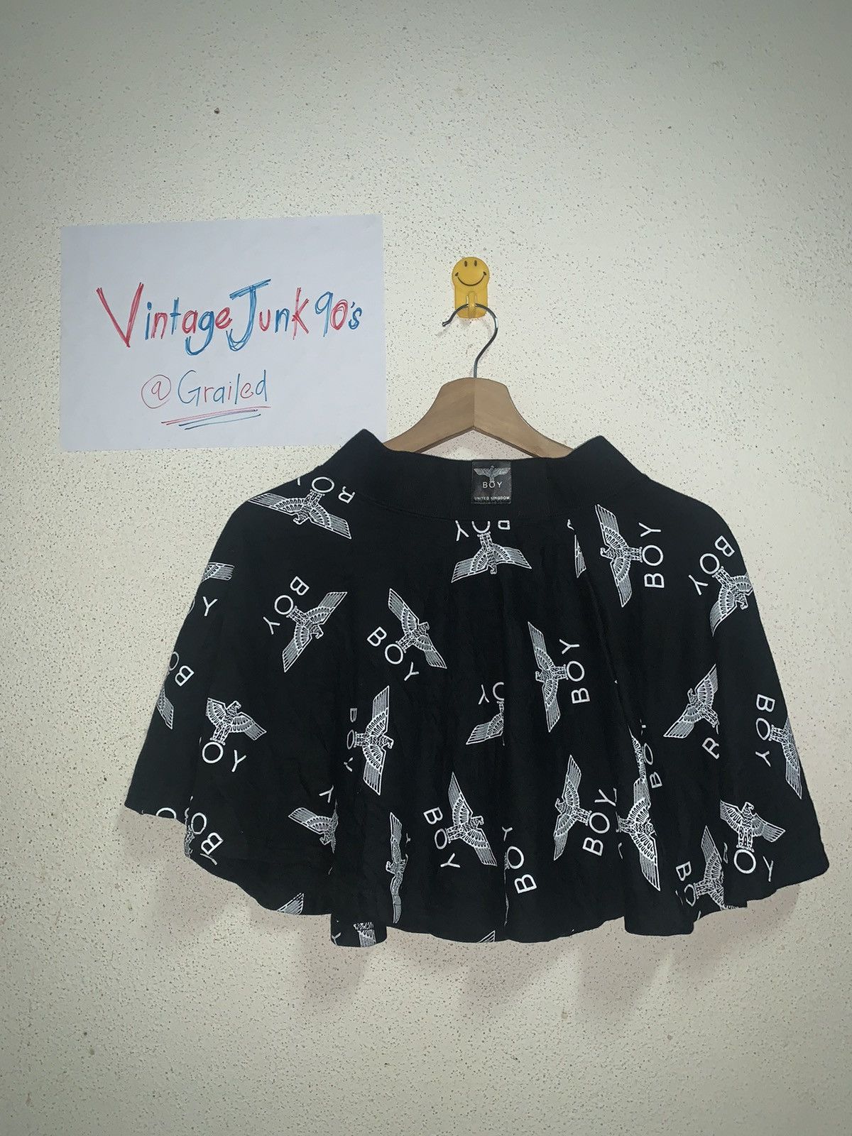 image of Boy London Monogram Mini Skirt in Black, Women's (Size 23)