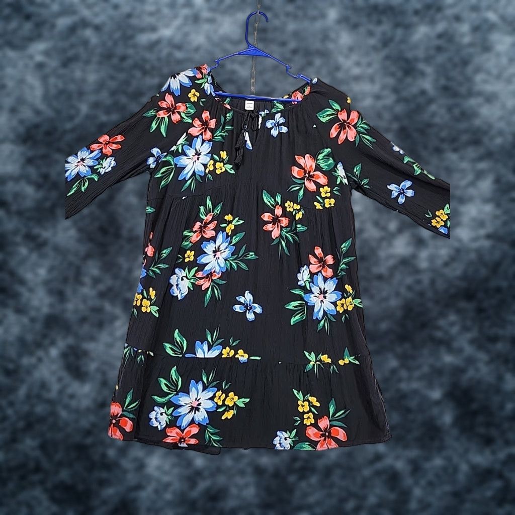 black floral dress old navy Tiered S Peasant Square Neck Midi Pockets Boho Fall and xl (18)machine wash according to the care instruction label . The Occasion by Old Navy
