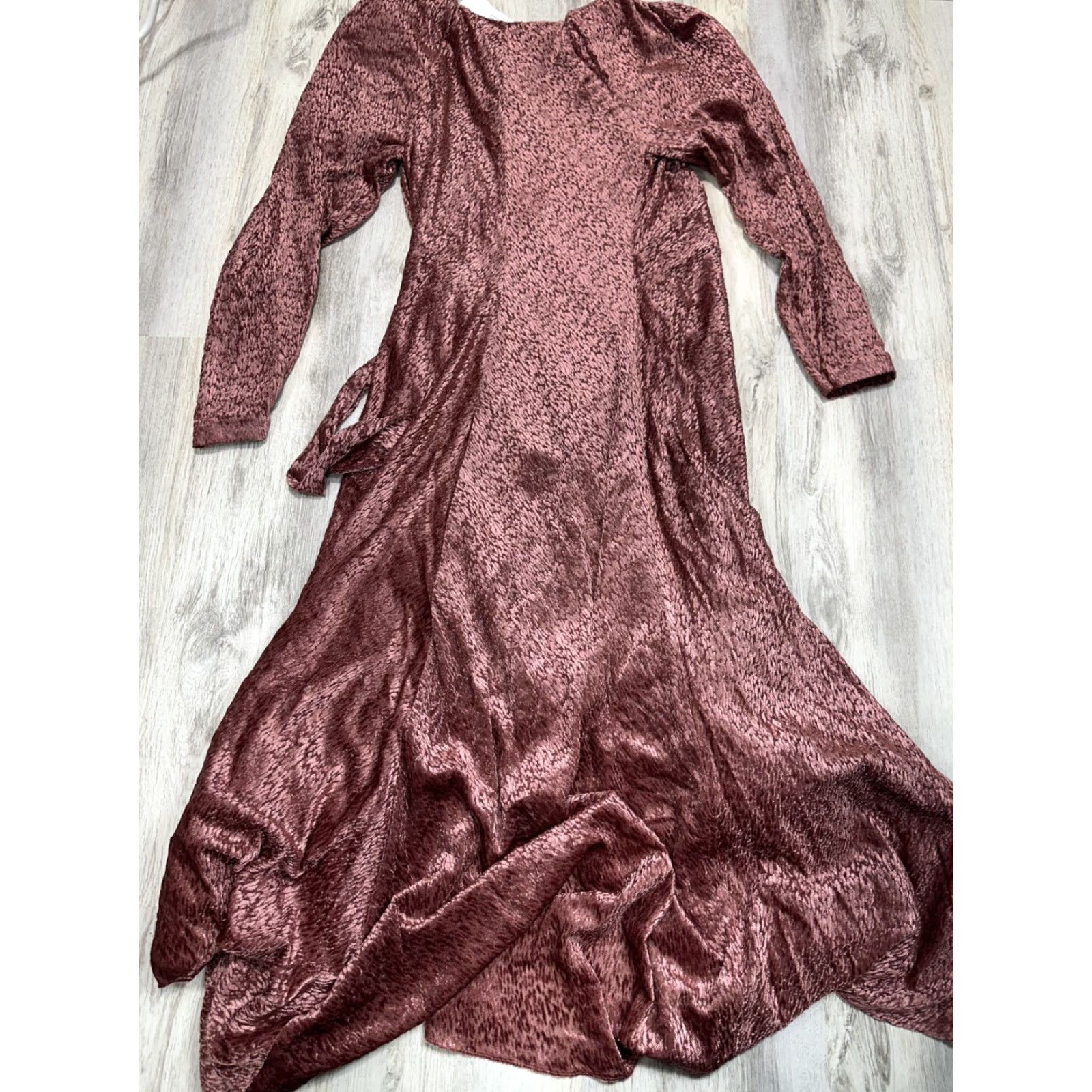 Tanya Taylor Tanya Taylor Laureen Long Dress Wrap Deep V-Neck Tie Waist NWT 8 Pink Red Womens Dress Size M / US 6-8 / IT 42-44 - 3 Thumbnail