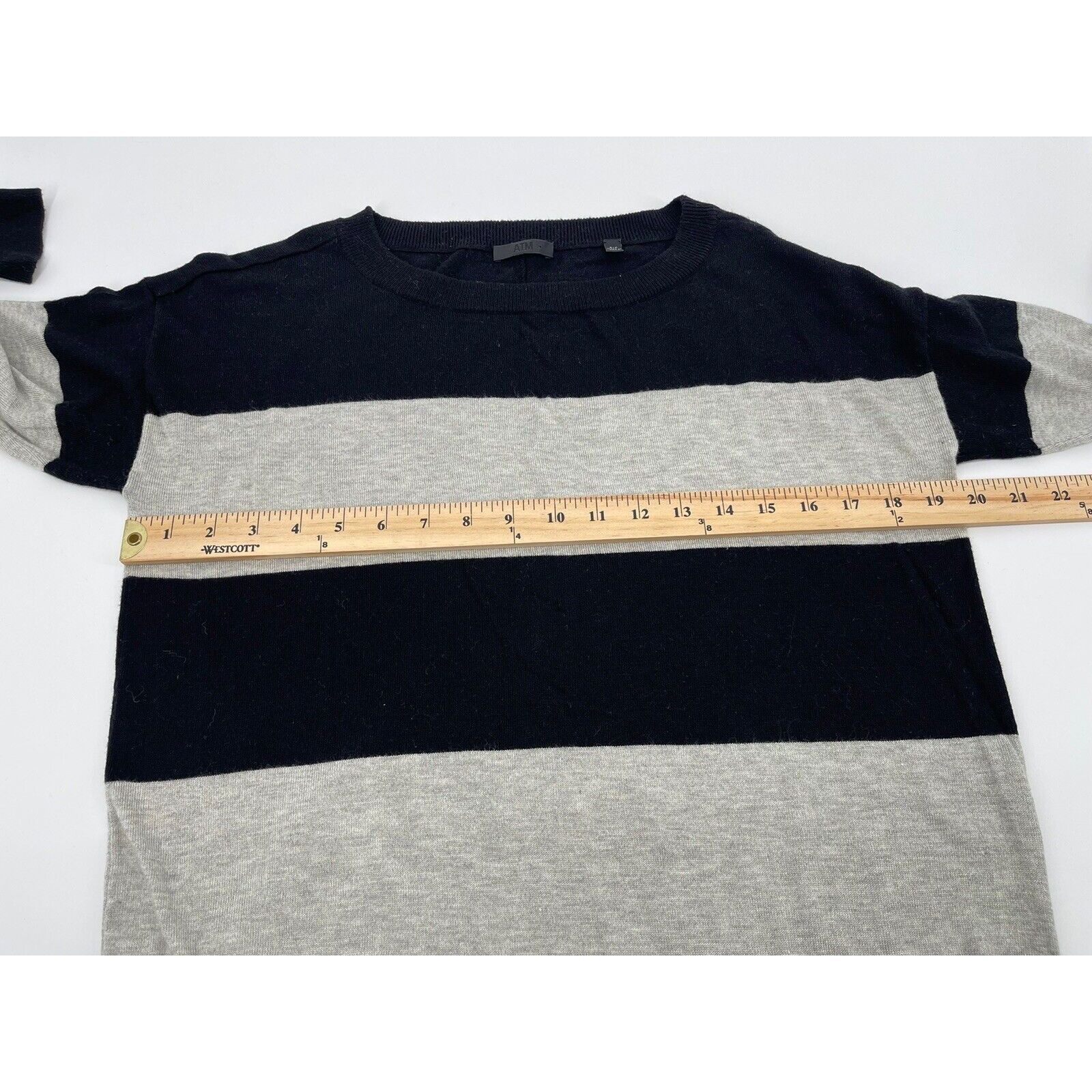 ATM Anthony Thomas Melillo ATM Rugby Stripe Sweater Dress 3/4 Sleeve Black Heather Gray Size S / US 4 / IT 40 - 3 Thumbnail