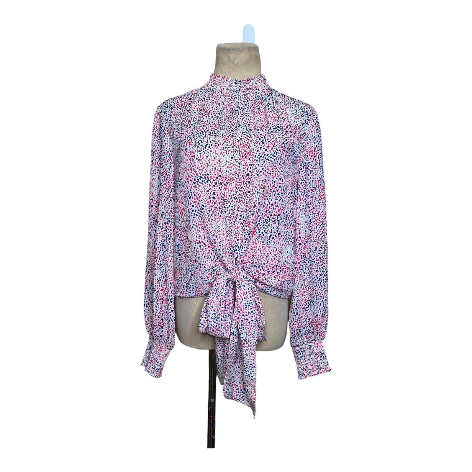 Rachel Zoe Rachel Zoe confetti print mock neck front tie blouse size XS Size XS / US 0-2 / IT 36-38 - 9 Thumbnail