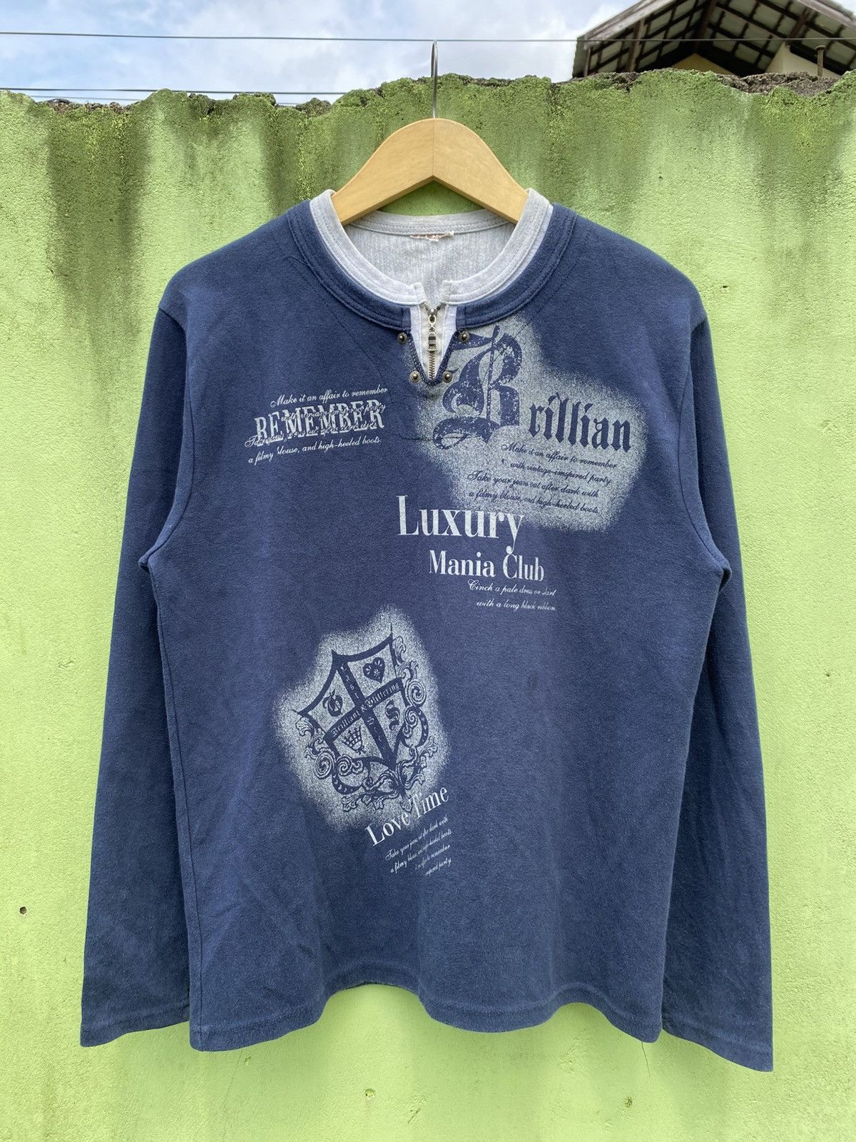Japanese Brand Japanese Vintage Brillian Luxury Mania Henley Longsleeve Tee Size US L / EU 52-54 / 3 - 1 Thumbnail