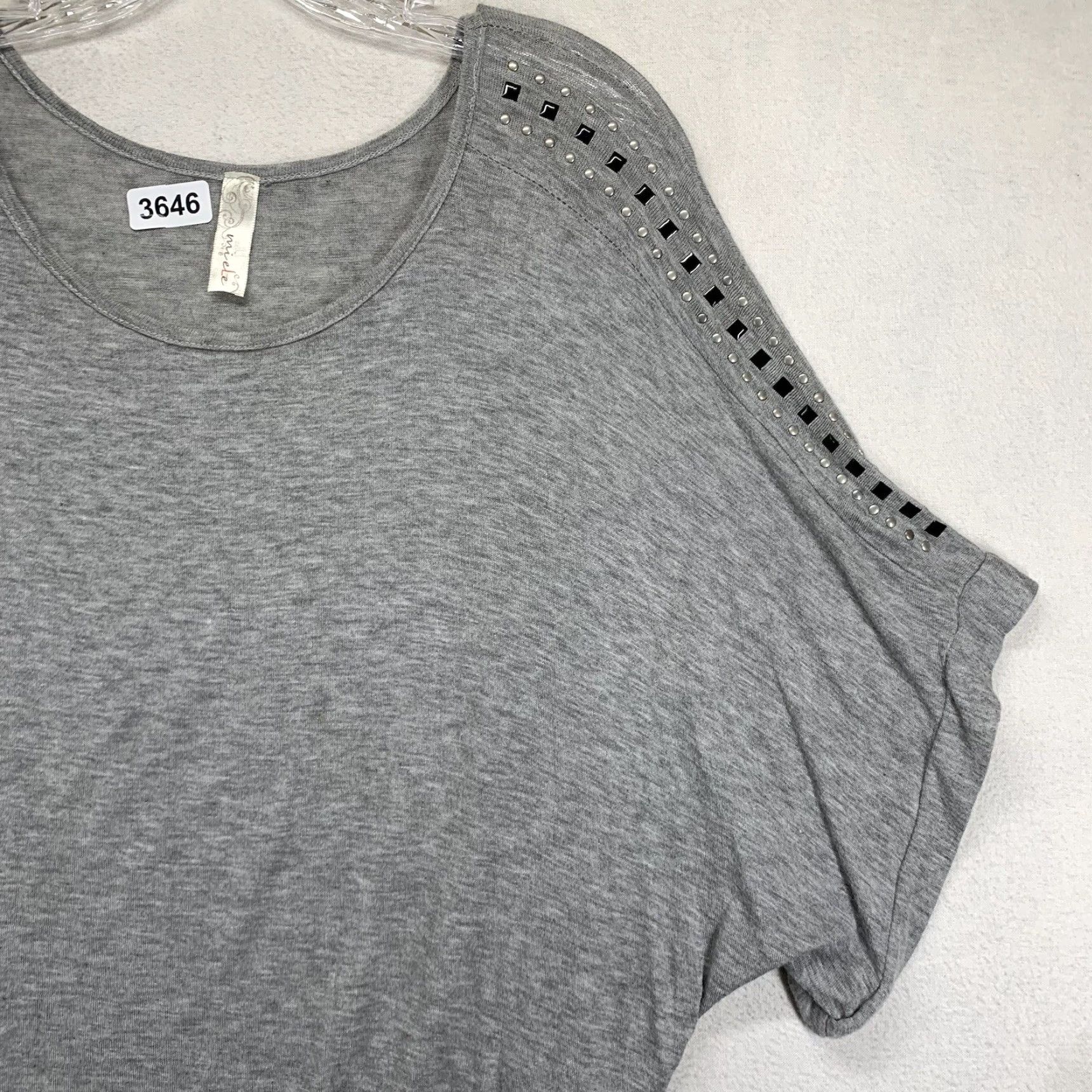 Vintage La Miel Blouse Gray Studded Sleeve Women’s Large Regular Nylon? No, reneed. Size L / US 10 / IT 46 - 7 Thumbnail