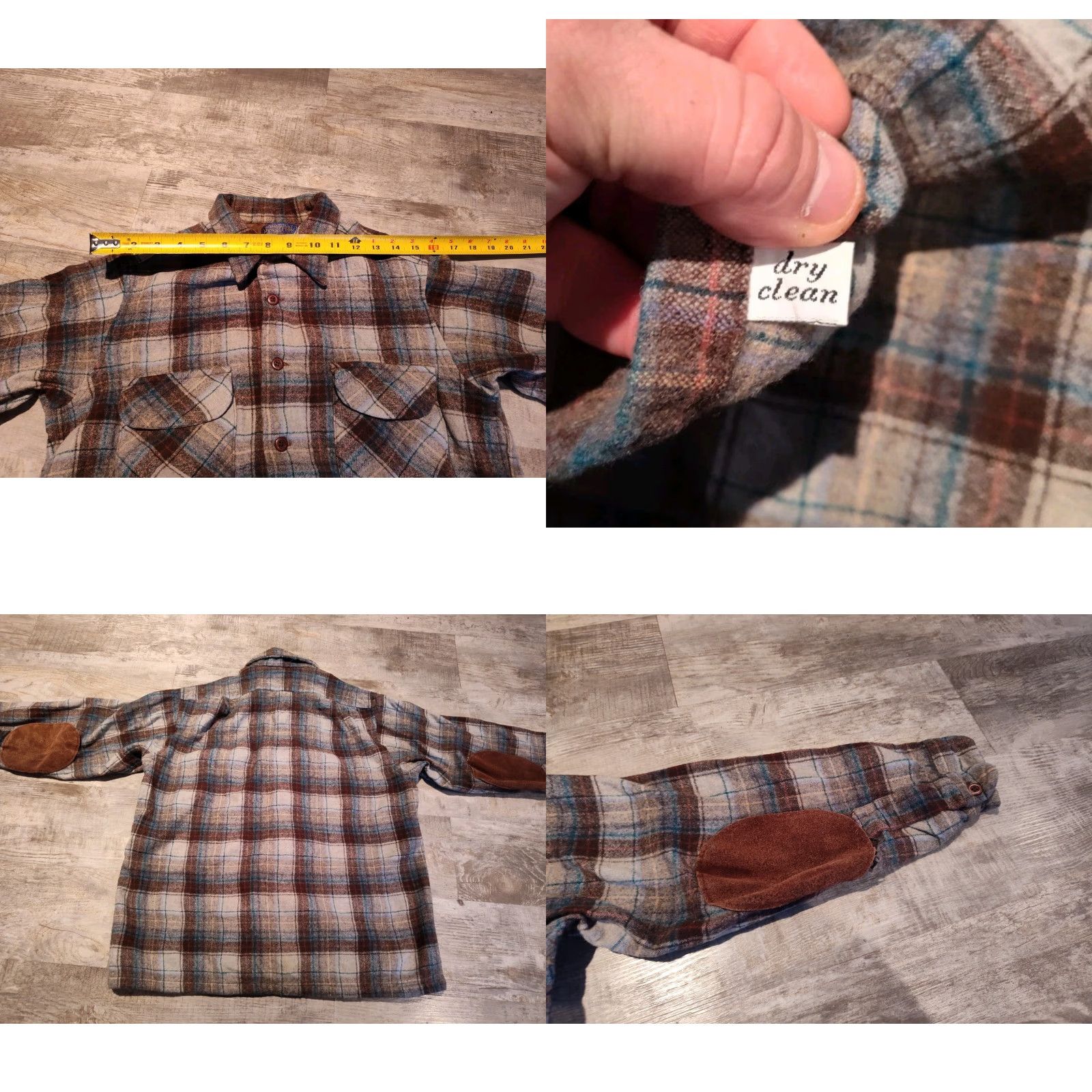 Pendleton VINTAGE Pendleton Board Shirt Button-Up Wool Leather Elbow Patches 60s USA Made Blue Plaid Small Unisex Adults Mens Womens Size US S / EU 44-46 / 1 - 9 Thumbnail