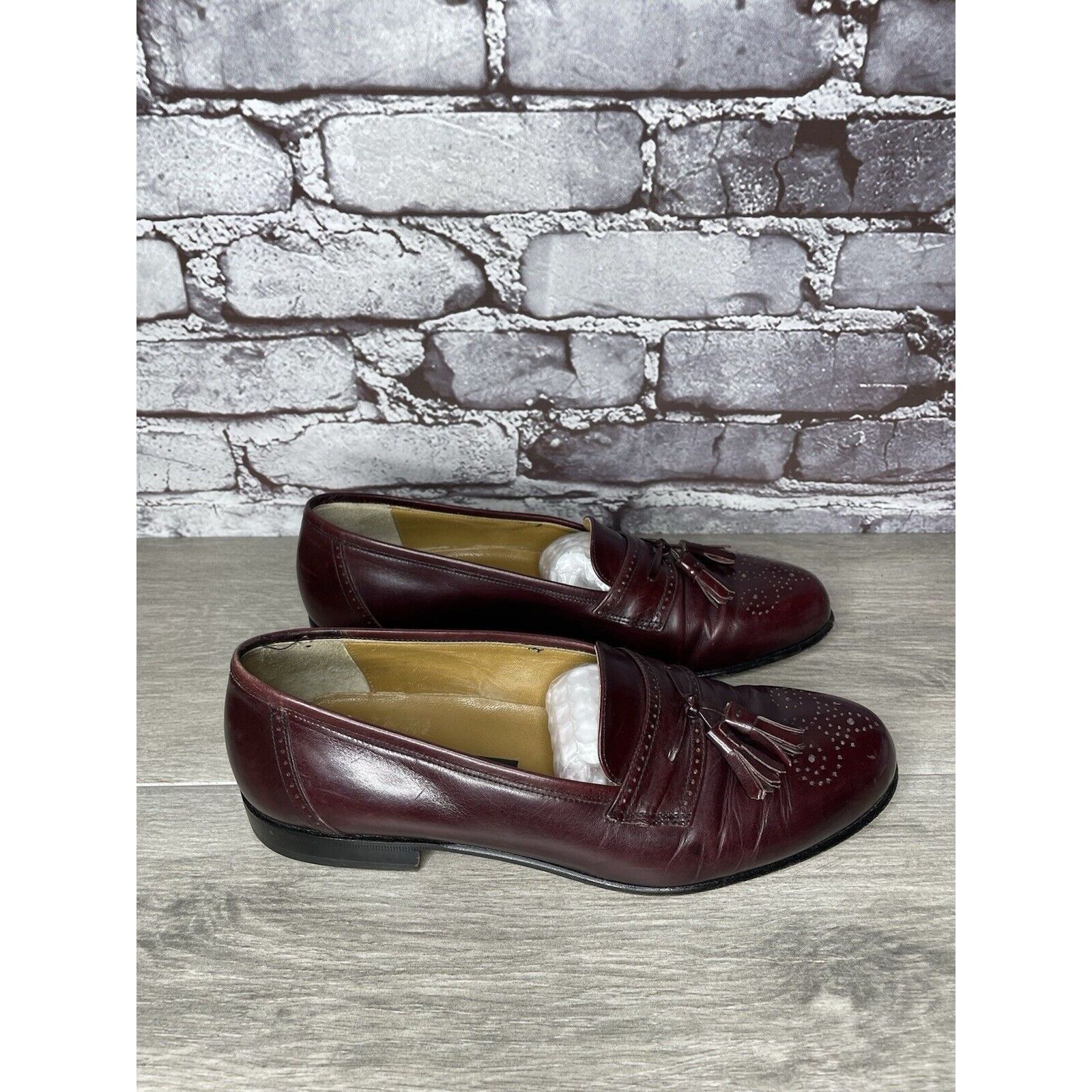 Other Stamati Mastroianni Burgundy Leather Wingtip Tassel Loafers Size US 8 / EU 41 - 3 Thumbnail