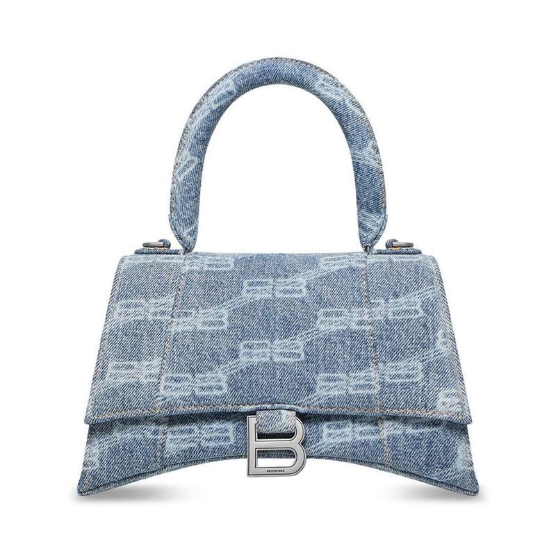 Balenciaga o1mt1gz0924 Size: OS / Hourglass Handbag BB Monogram Denim Size ONE SIZE - 1 Thumbnail
