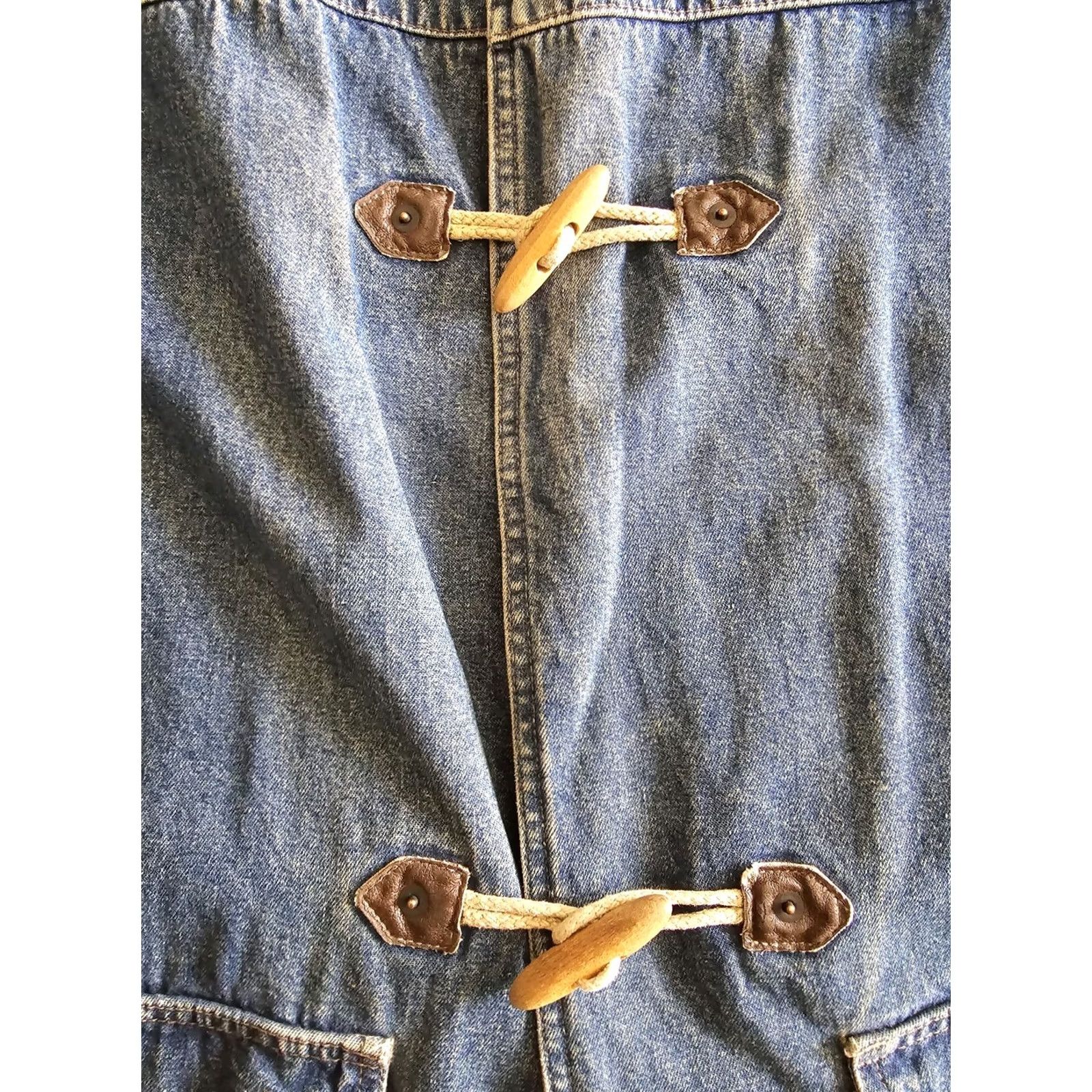 Vintage VINTAGE Denim Chore Coat Womens Large M/L Blue 1990s Made in Italy Cotton WoodToggle Look Androgyny Coat Size M / US 6-8 / IT 42-44 - 5 Thumbnail