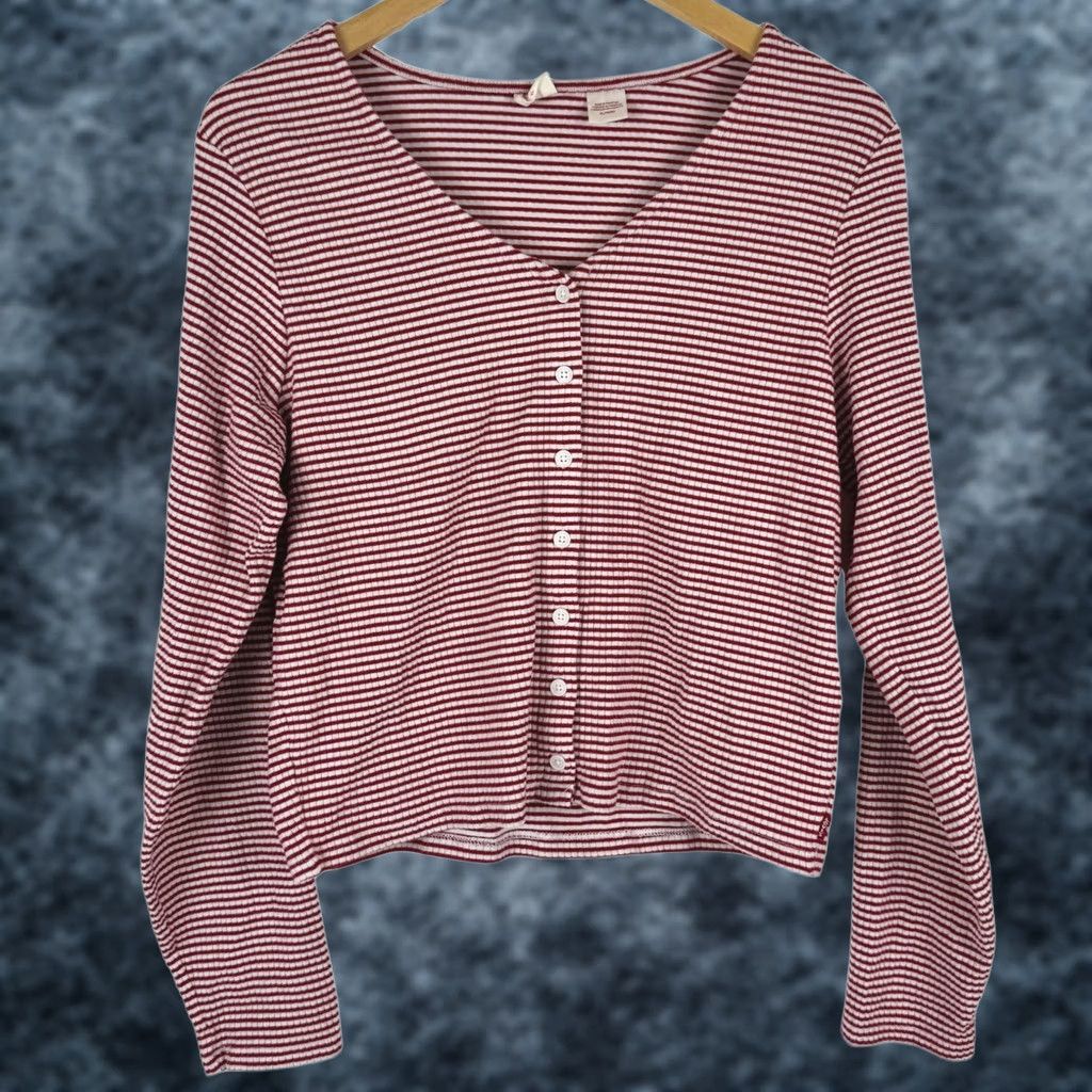 Levi's Levi's Shirt Red White Stripe Button Up Long Sleeve Top XL Womens Size XL / US 12-14 / IT 48-50 - 1 Thumbnail
