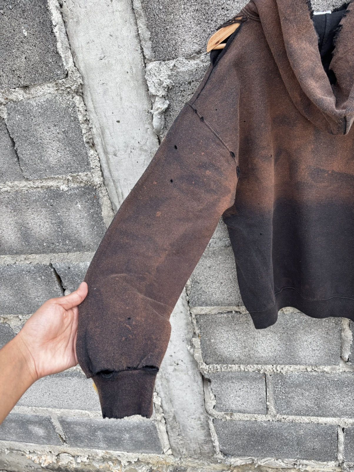 Vintage Thrashed Faded 2Tone Hoodie Distressed Size US M / EU 48-50 / 2 - 18 Thumbnail
