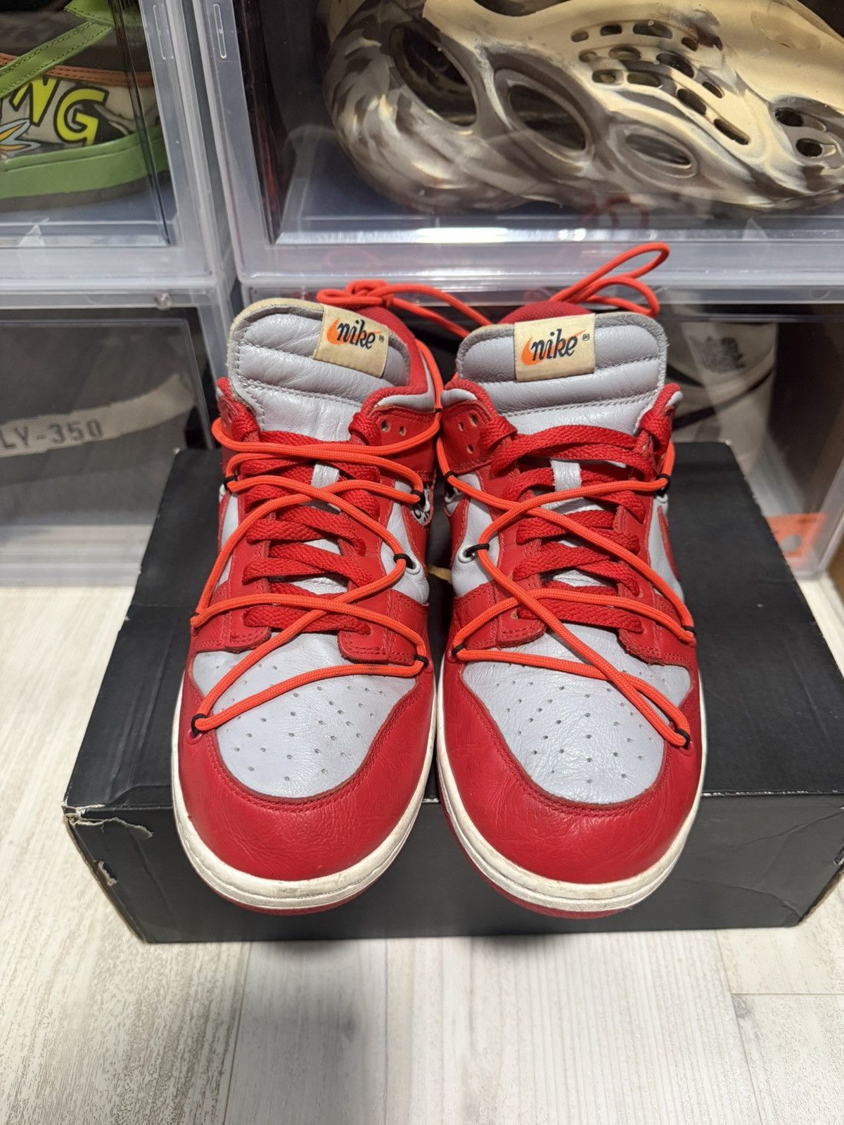 Nike × Off-White Off-White Nike Dunk Low University Red Size US 8 / EU 41 - 4 Thumbnail