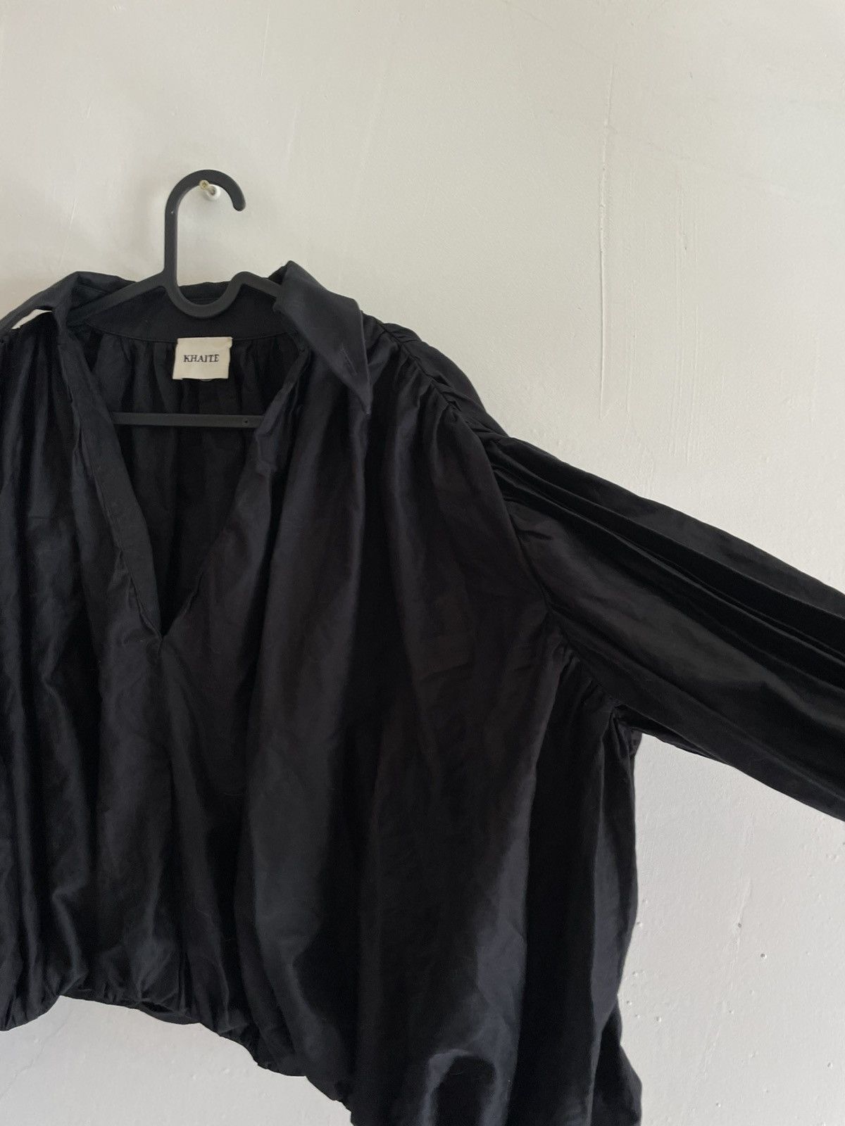 KHAITE Khaite Malone Plisse Cocoon Cotton Shirt Blouse Black XS Size XS / US 0-2 / IT 36-38 - 4 Thumbnail