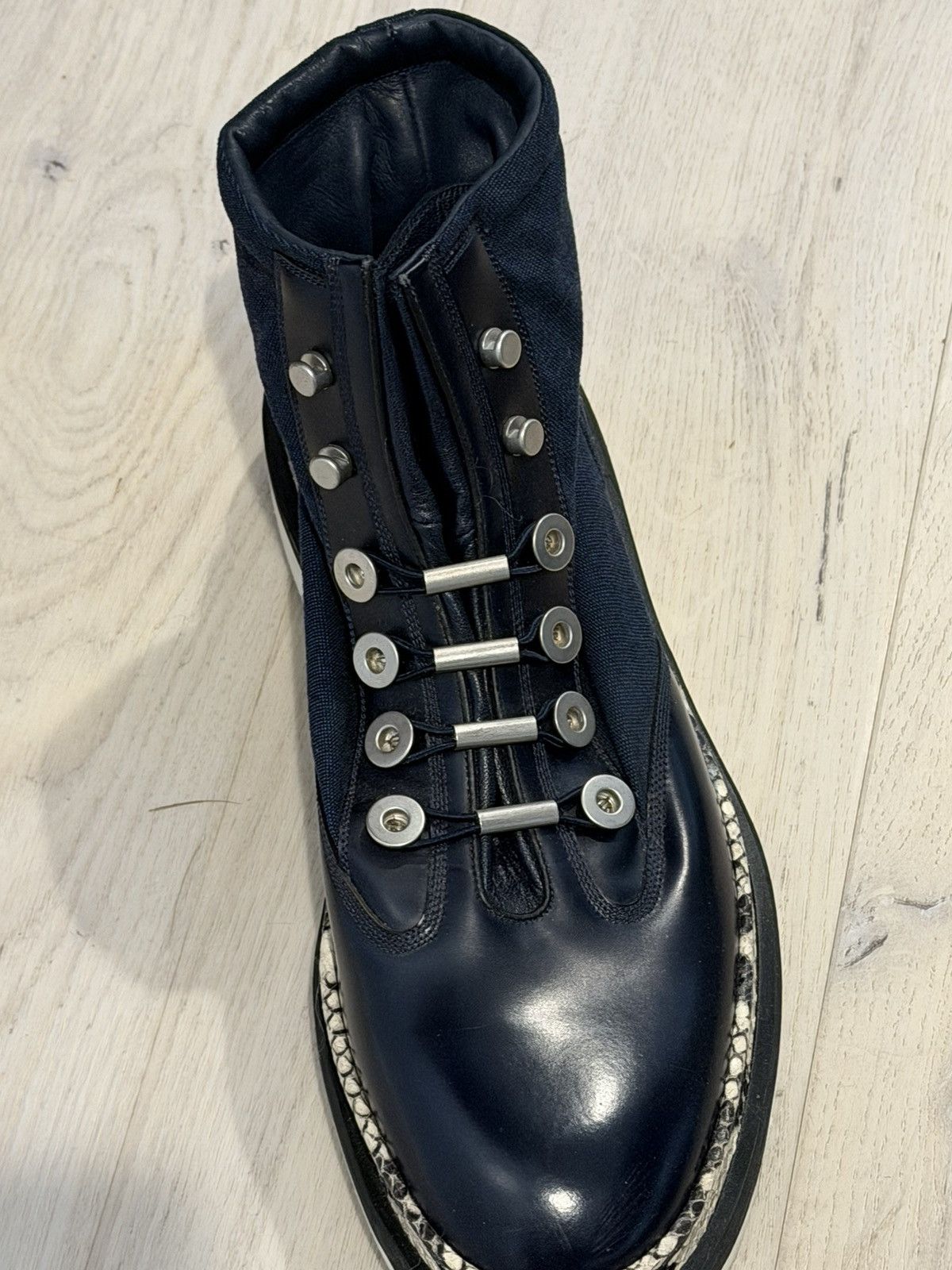OAMC Tropic Snakeskin Navy Leather Boots Size US 10 / EU 43 - 4 Thumbnail