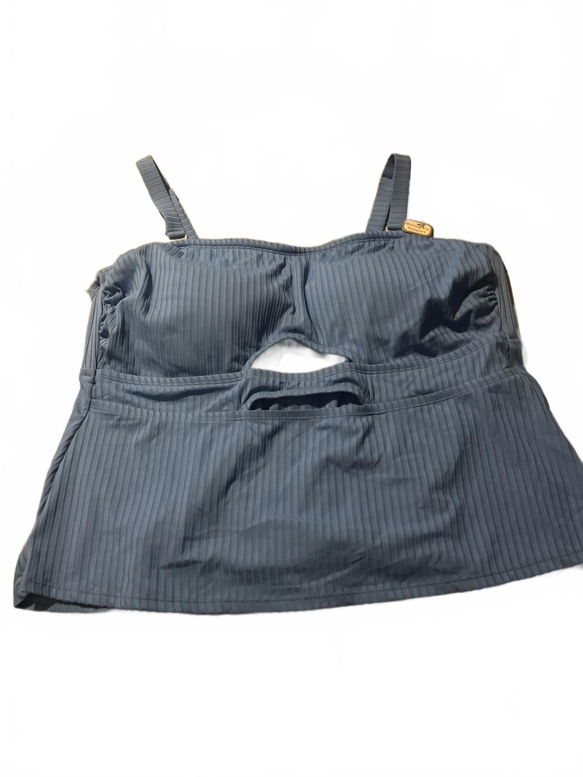 Other Blue Ribbed Two-Piece Women's Swimsuit with Cutouts 2X Size ONE SIZE - 2 Thumbnail