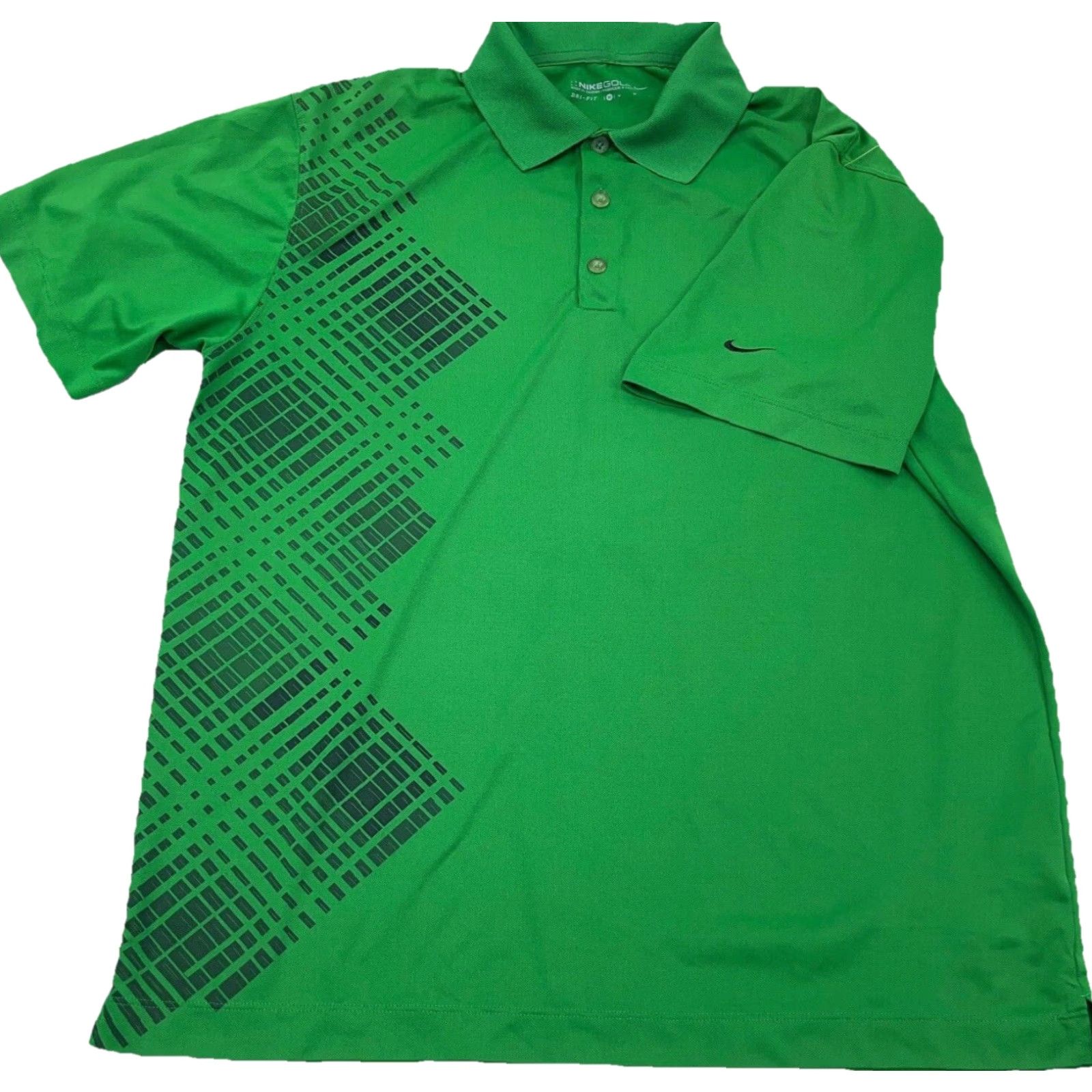 Nike Nike Polo Shirt Men Medium Green Black Dri Fit Performance Golf Geometric Adult Size US M / EU 48-50 / 2 - 2 Thumbnail
