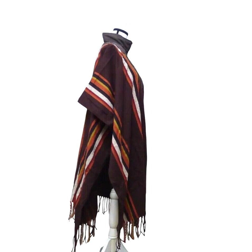 Steve Madden Steve Madden Striped Puff-neck, Poncho (Puffcho), Maroon Size ONE SIZE - 4 Thumbnail