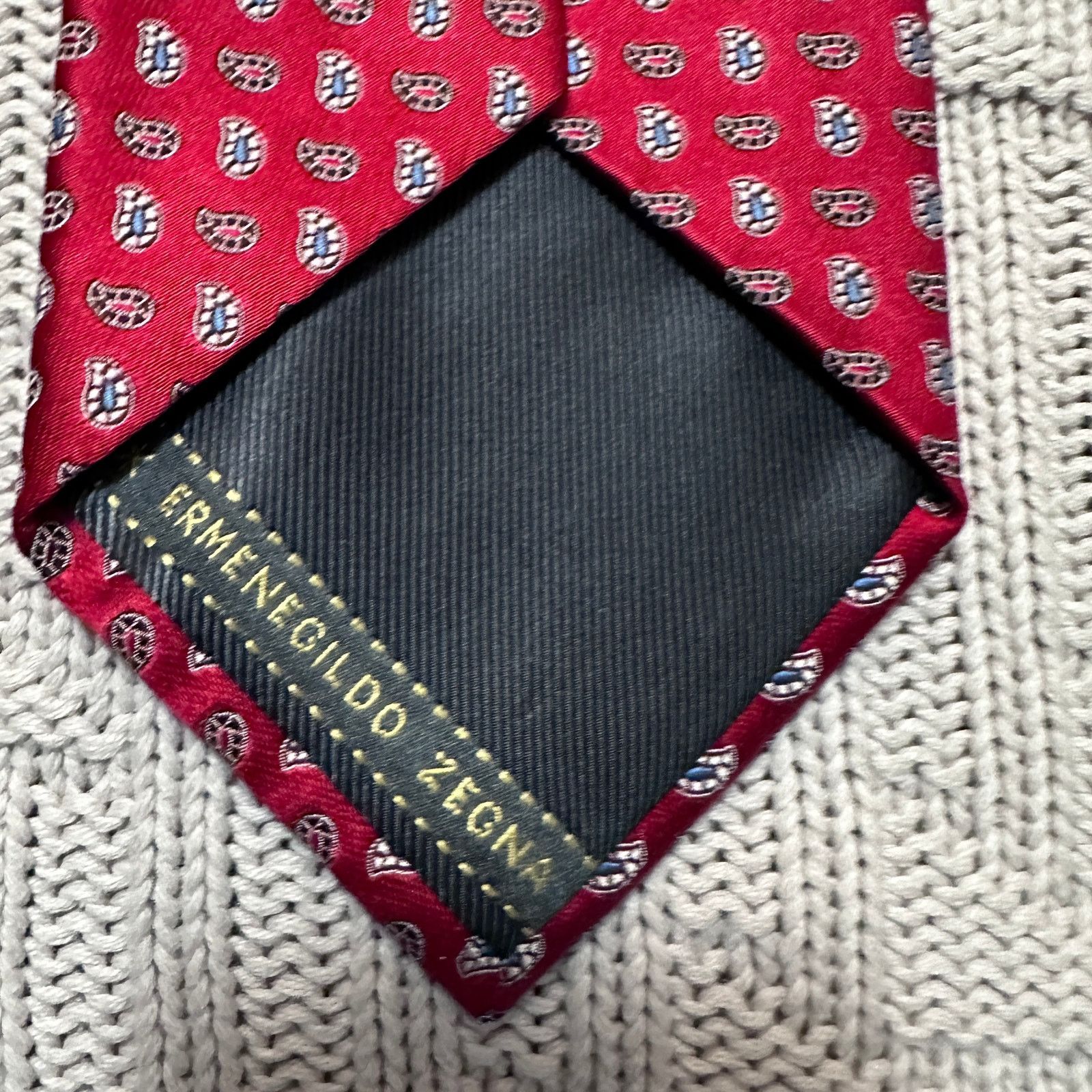 Ermenegildo Zegna Ermenegildo Zegna red metallic paisley silk luxury tie Size ONE SIZE - 4 Thumbnail