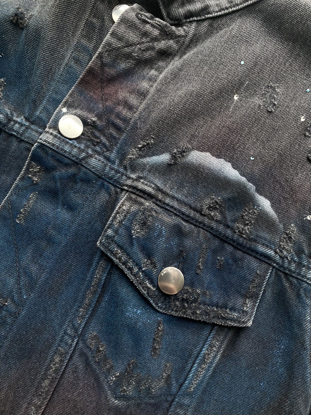 Amiri AMIRI 18AW Starry Night Moon Wolf Destroyed Denim Jacket Size US XL / EU 56 / 4 - 3 Thumbnail