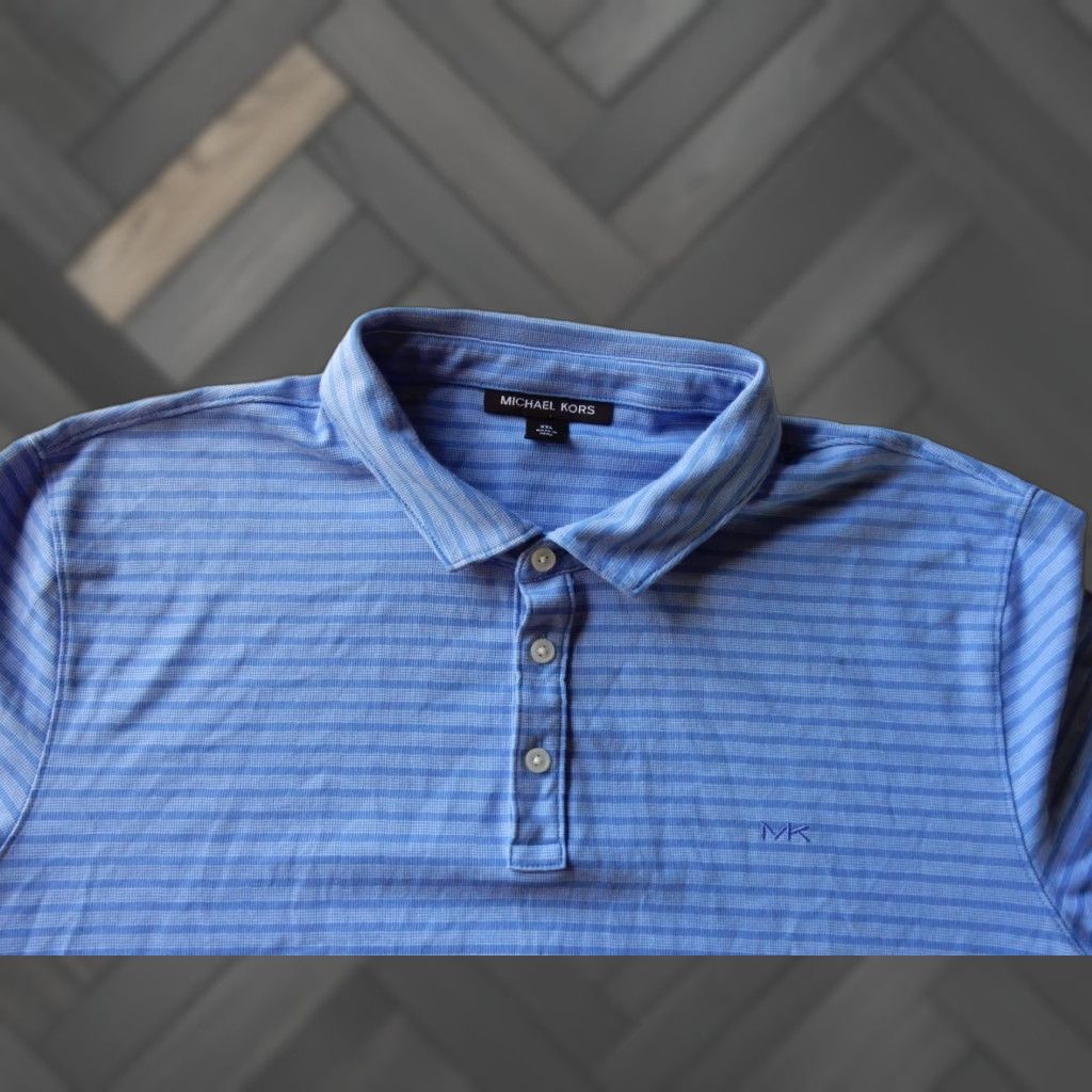 Michael Kors Michael Kors Men's Short Sleeve Polo Shirt Size XXL Blue Striped 2XL Regular Polo Shirt Sleeve Short Sleeve Men Size XXL Michael Kors Brand Size US XXL / EU 58 / 5 - 1 Thumbnail