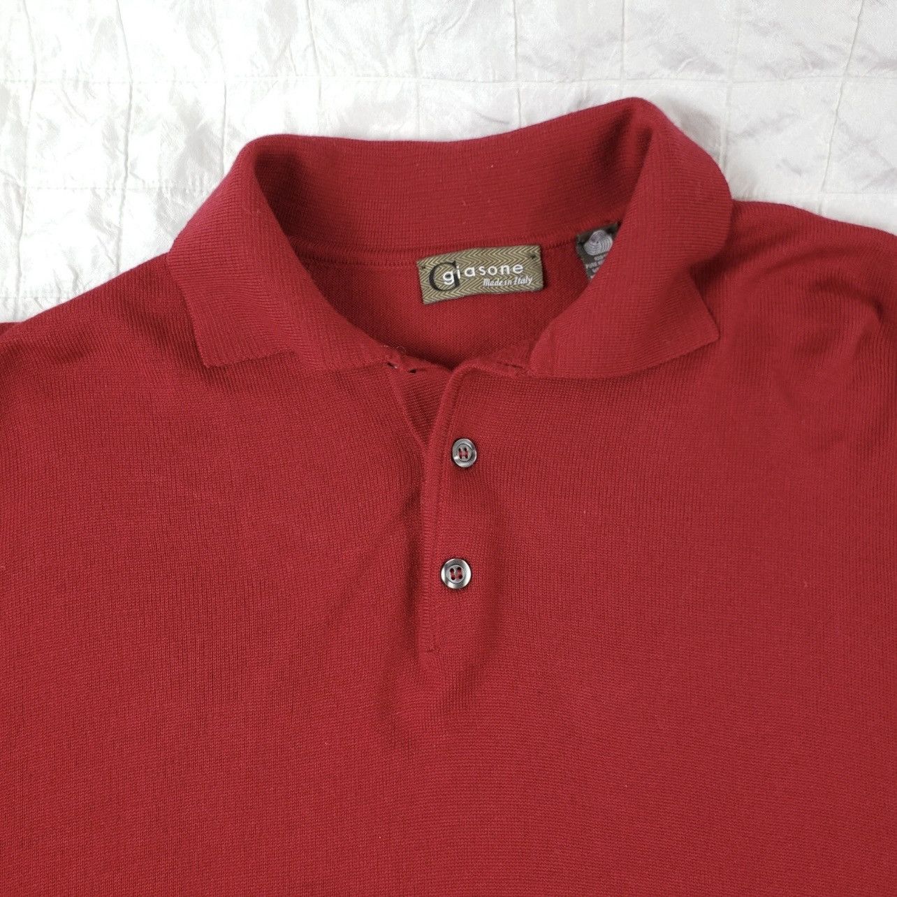 Vintage Giasone Long Sleeve Polo Sweater Merino Wool Size US XL / EU 56 / 4 - 2 Thumbnail