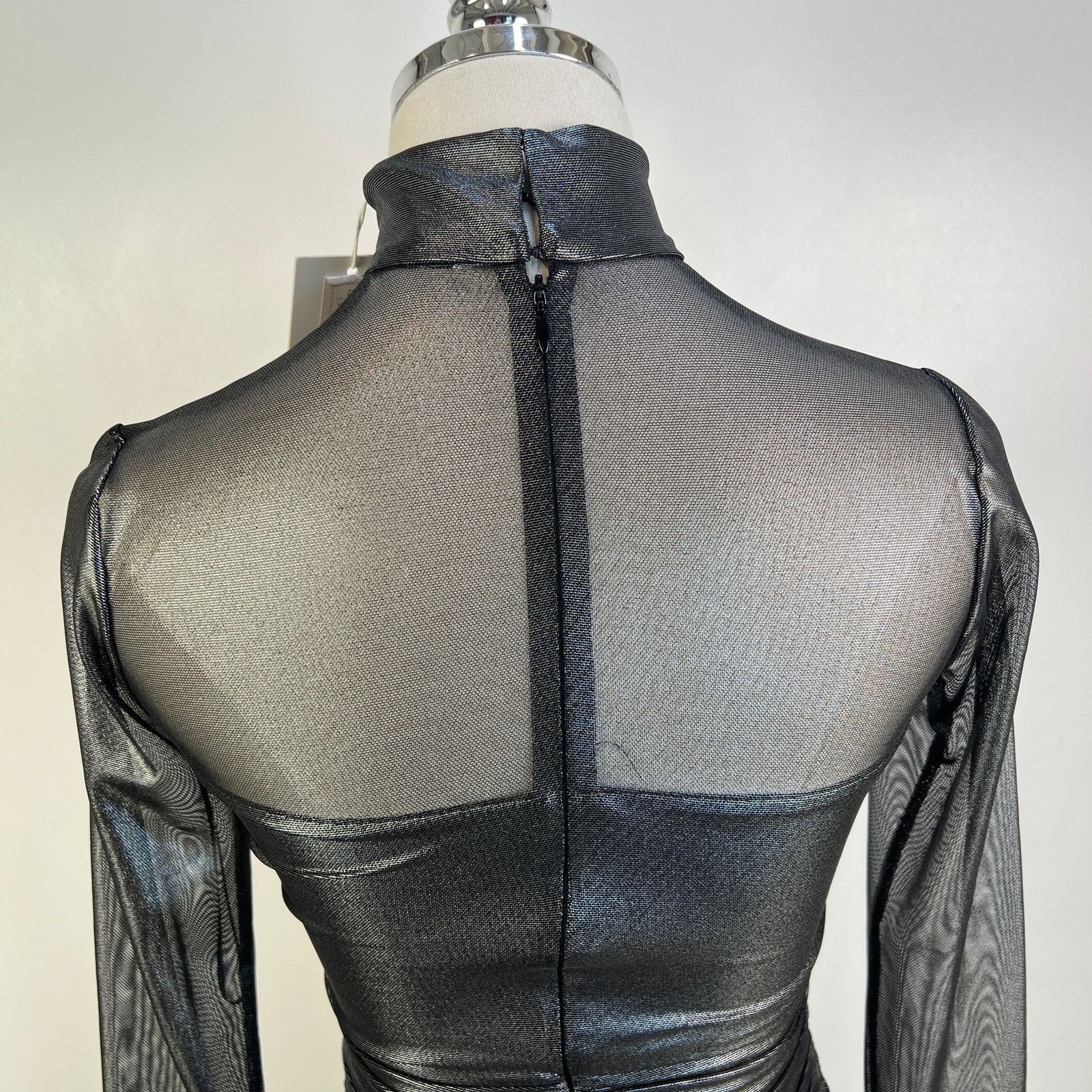 Amanda Uprichard Amanda Uprichard Dominique Dress Black Silver Mesh Size S / US 4 / IT 40 - 8 Thumbnail