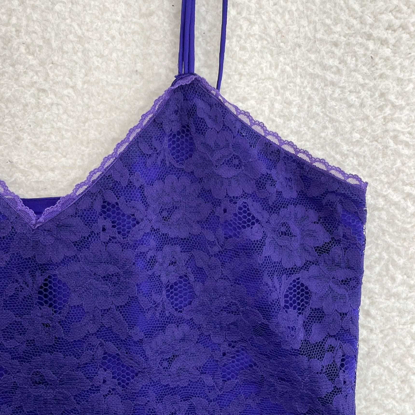 Victoria's Secret VINTAGE Victoria's Secret Camisole Lingerie Top Purple Lace Gold Label Womens 80s M/L Sleeveless Edwardian Style Size L / US 10 / IT 46 - 3 Thumbnail