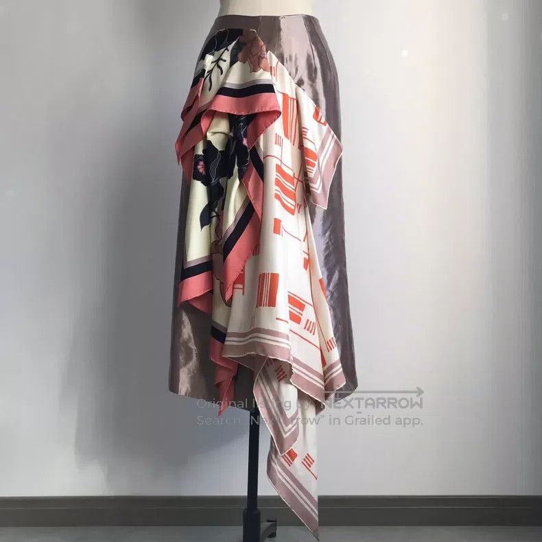 Dries Van Noten Dries Van Noten Silk Scarf Midi Skirt Size 31" - 3 Thumbnail