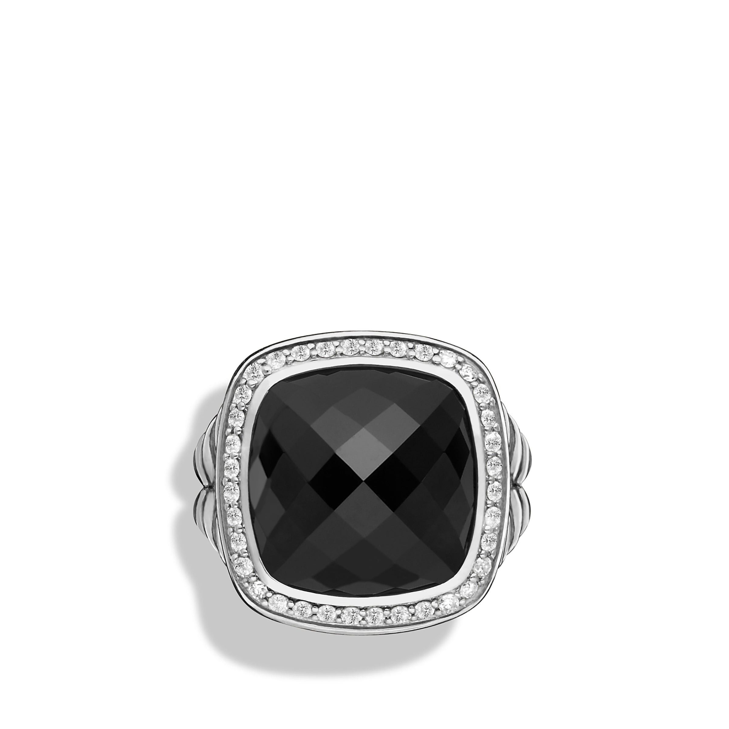David Yurman o1w1db10525 R12454D Ring in Silver with Onyx and Diamond Size ONE SIZE - 2 Thumbnail