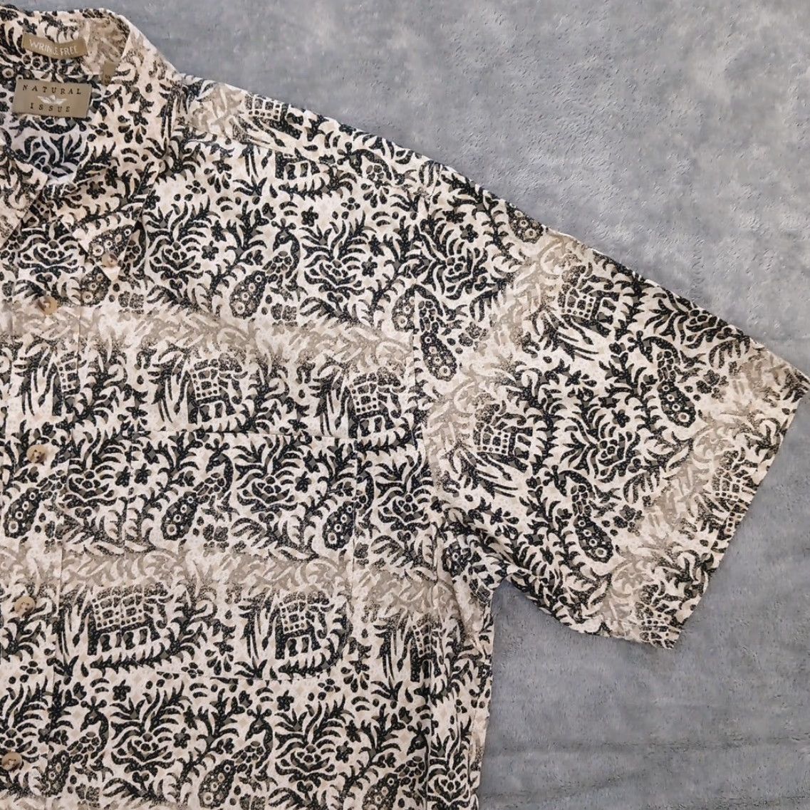 Vintage Natural Issue Shirt Mens Medium Gray Geometric Short Sleeve Button Down Cotton Size US M / EU 48-50 / 2 - 3 Thumbnail