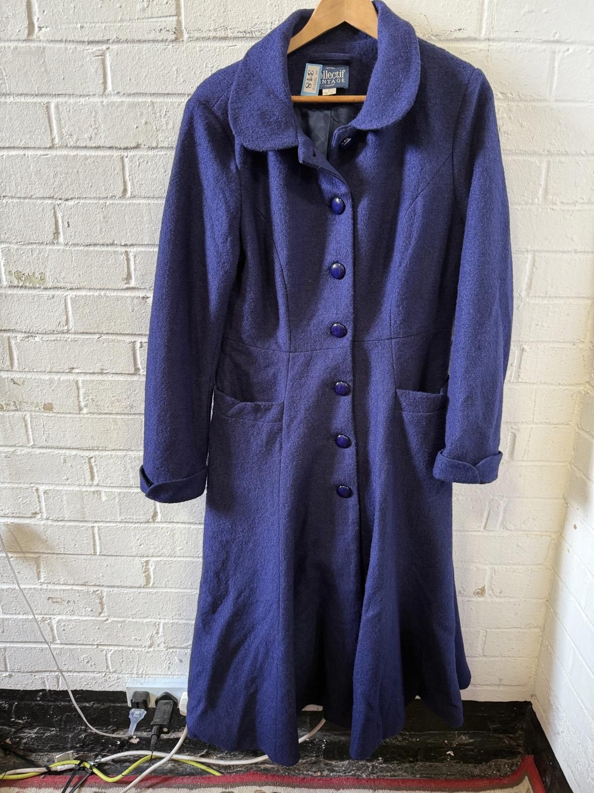 Designer Collectif Vintage Purple Wool Coat, UK Size 14 Size XL / US 12-14 / IT 48-50 - 3 Thumbnail