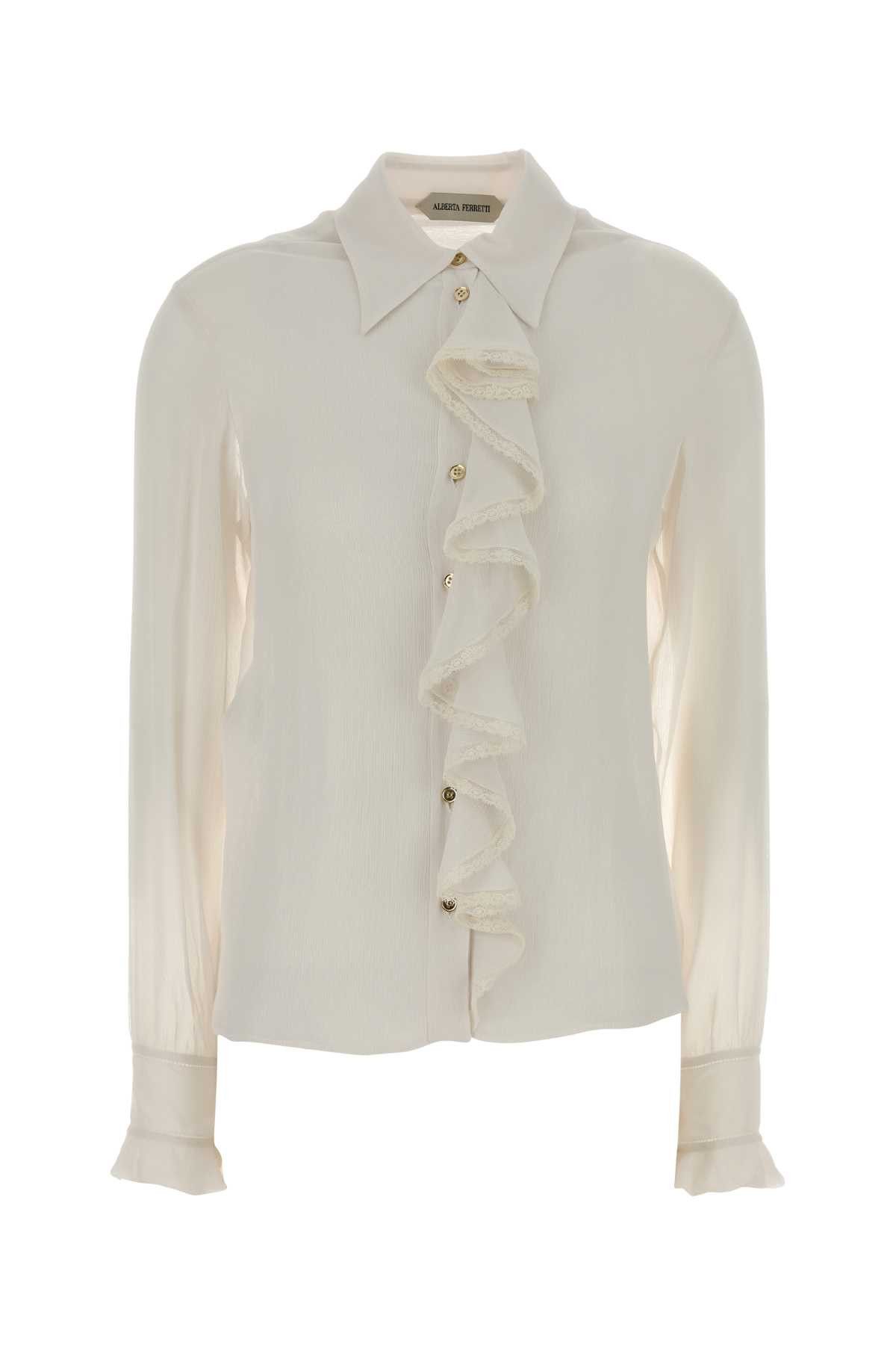 Alberta Ferretti White Crepe Shirt Size S / US 4 / IT 40 - 1 Thumbnail