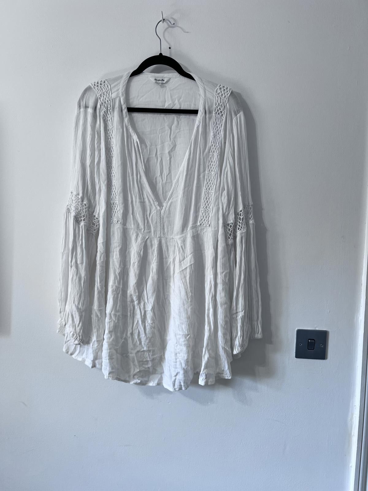 Other Simply Be White Boho Blouse UK 24 Size 3XL / US 20-22 - 2 Thumbnail