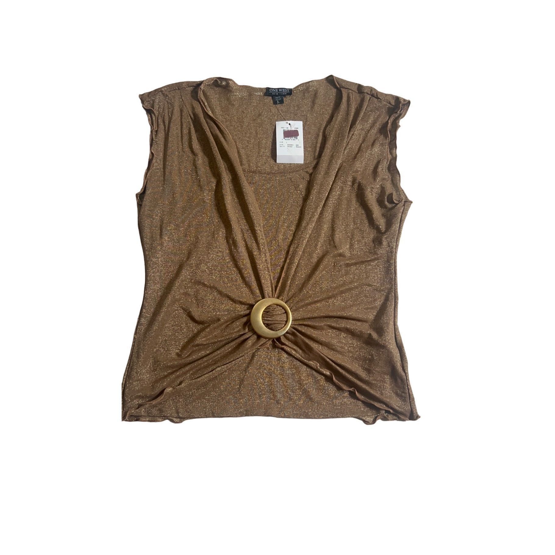 Vintage Vintage One West Brown Gold Top Large Size L / US 10 / IT 46 - 3 Thumbnail